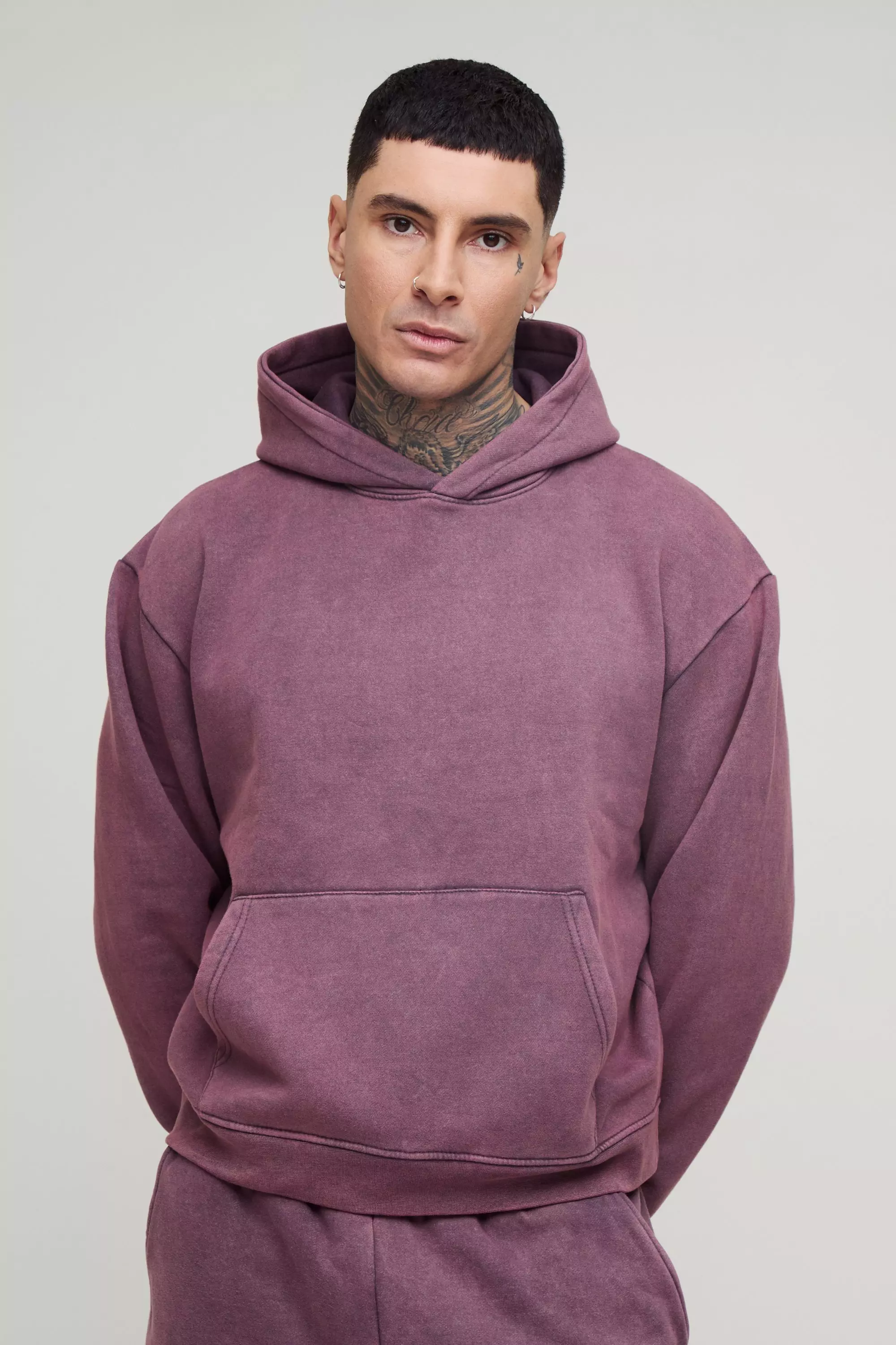 Purple Tall Oversized Boxy Washed Hoodie alternative image