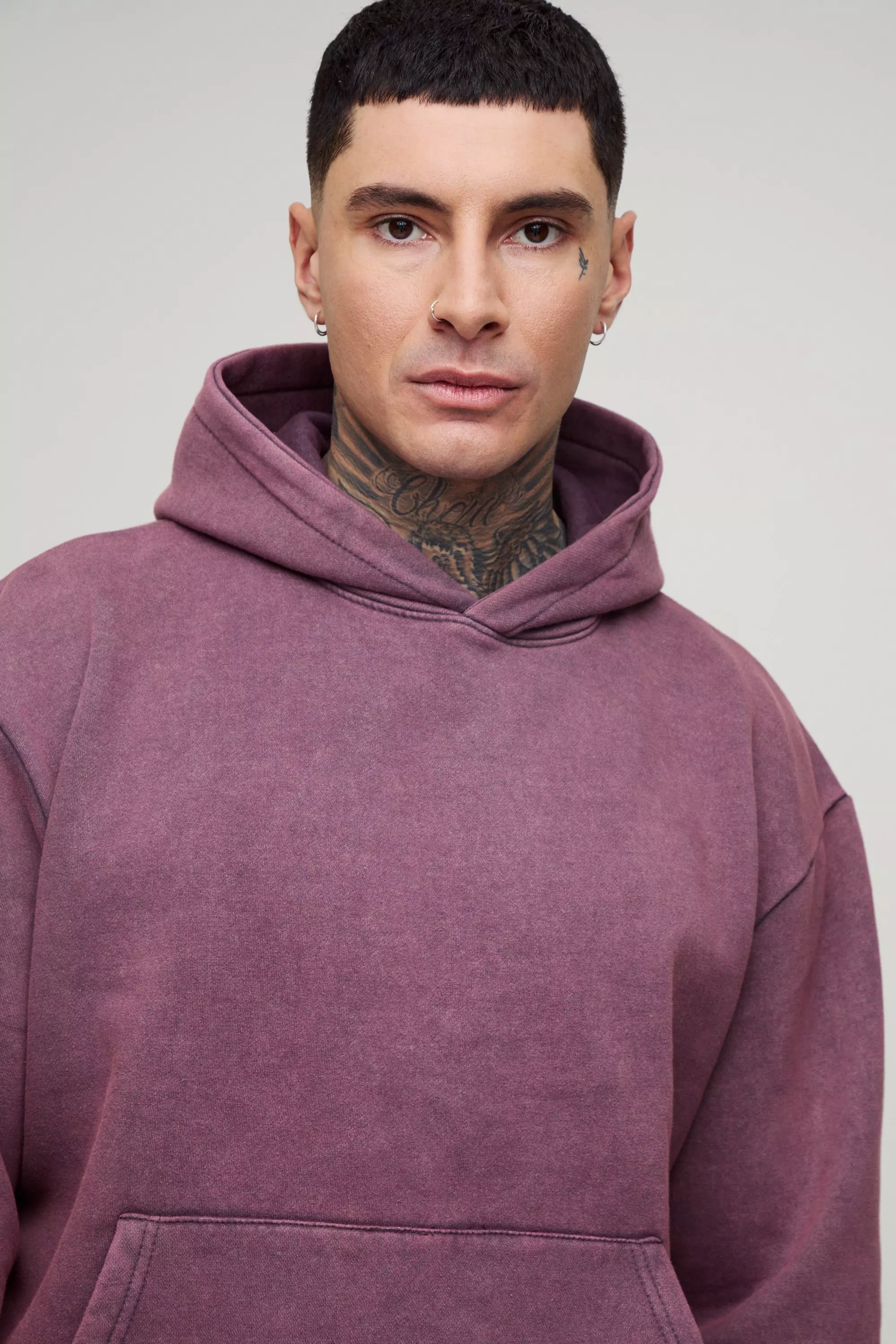 Purple Tall Oversized Boxy Washed Hoodie alternative image