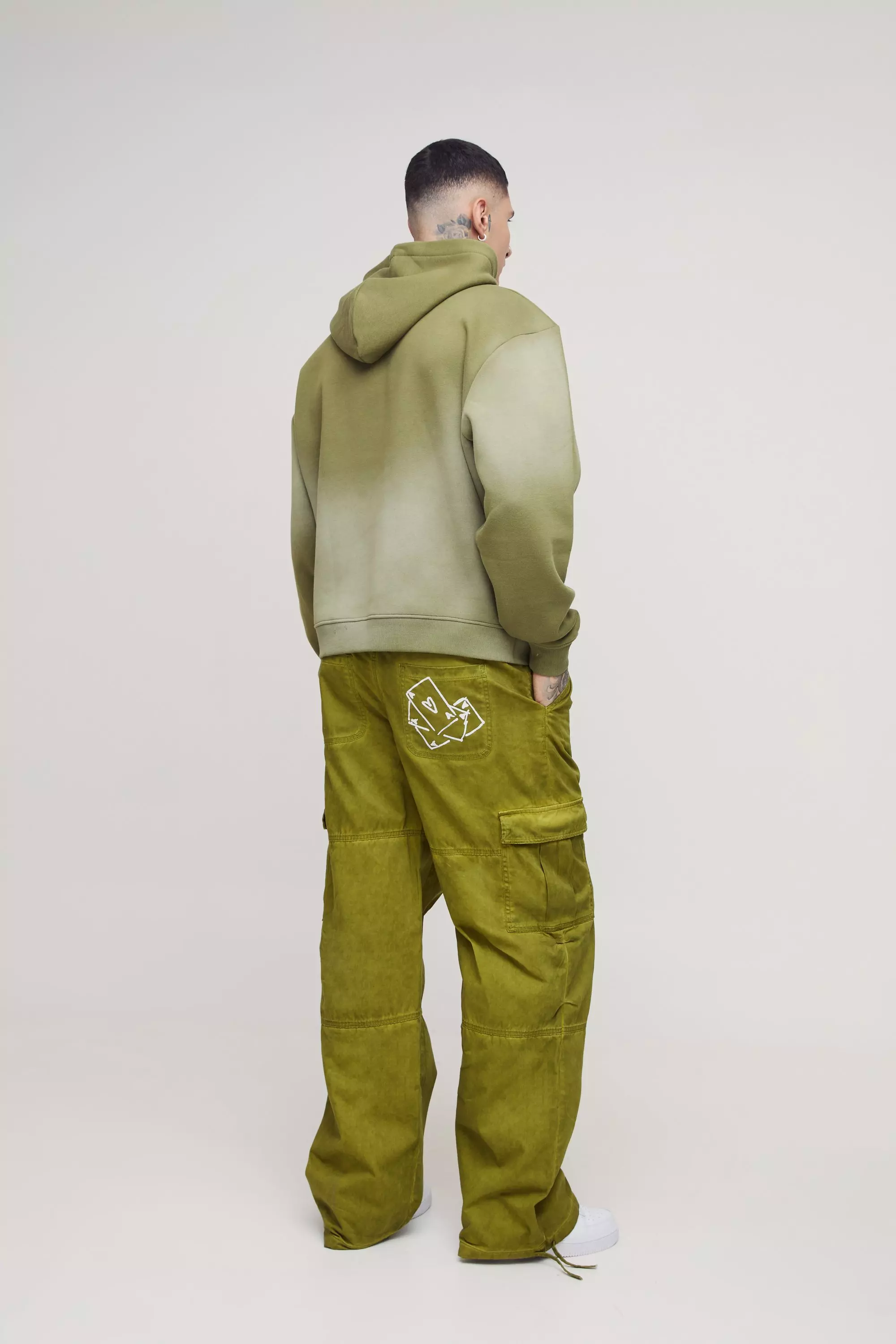 Khaki Tall Oversized Boxy Spray Wash Hoodie  alternative image