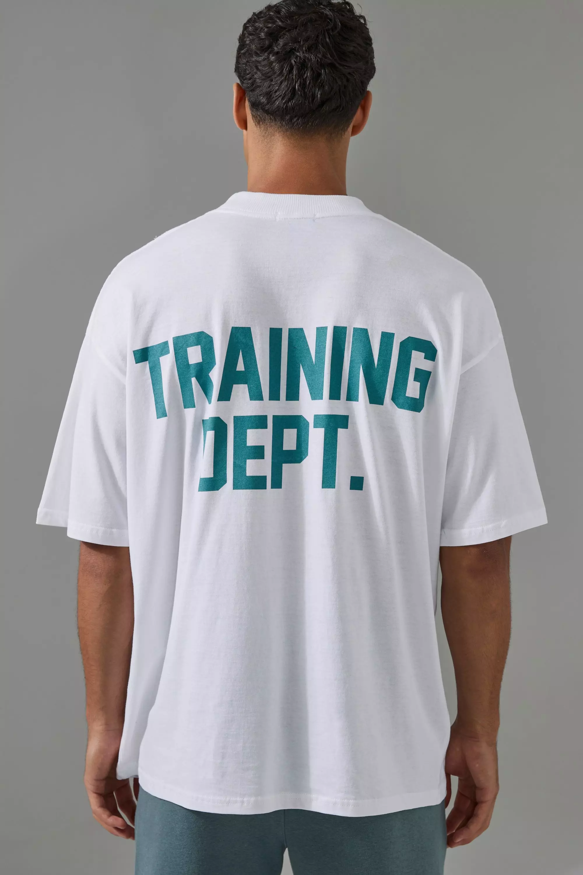 White Training Dept Oversized Extended Neck T-shirt