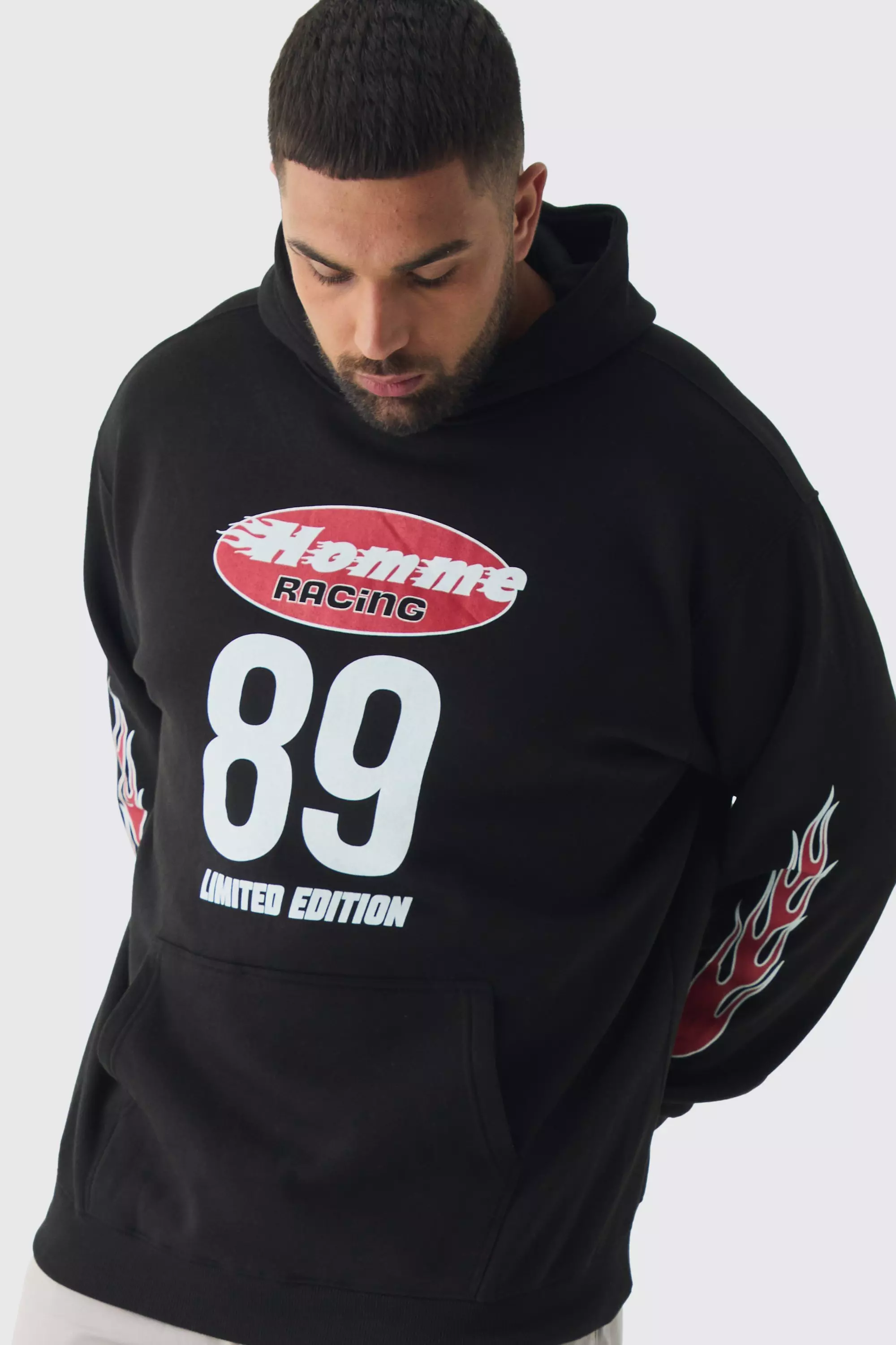 Black Plus Homme Racing Oversized Hoodie