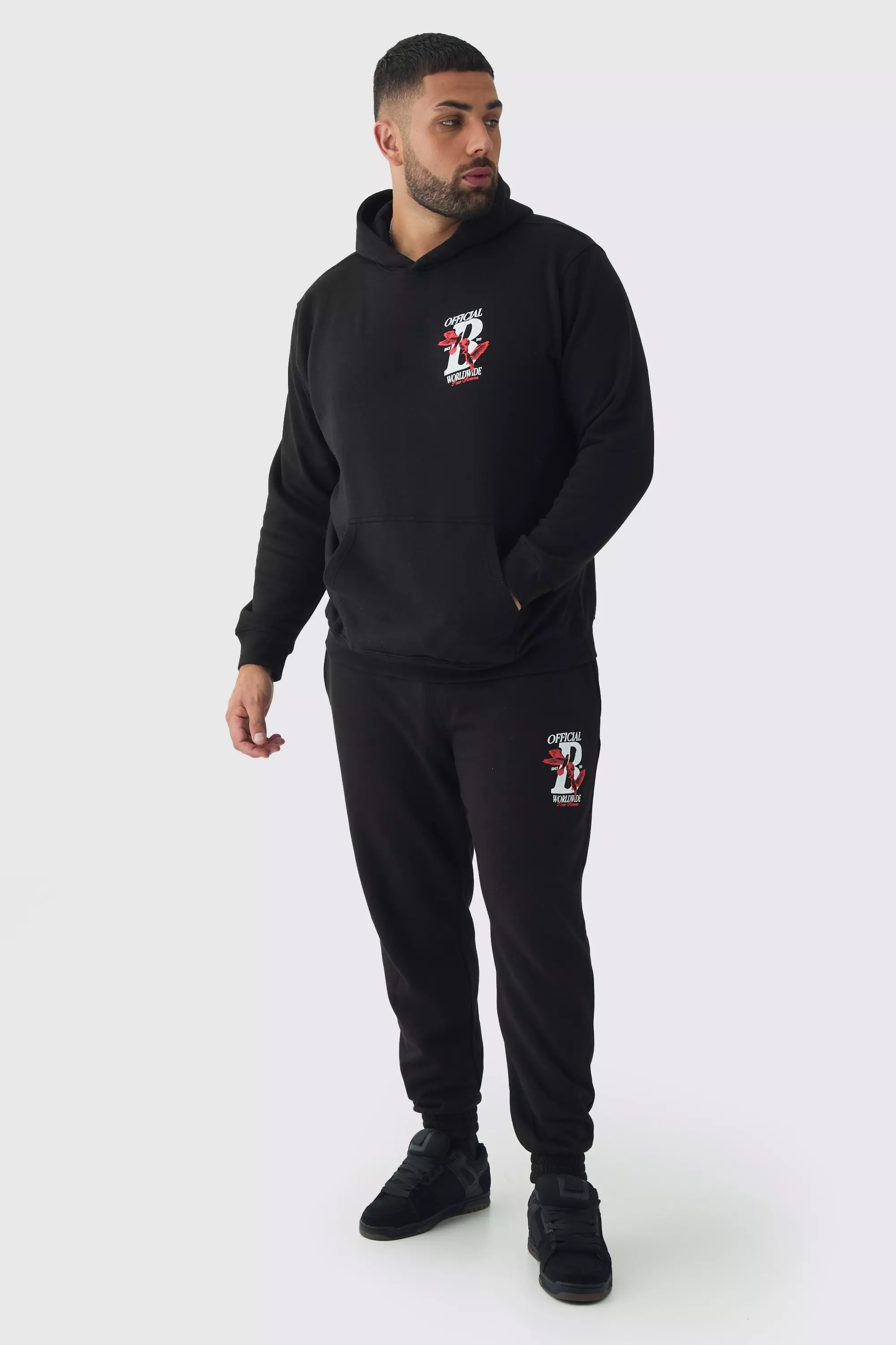 Plus Official Dove Printed Regular Fit Tracksuit boohooMAN USA