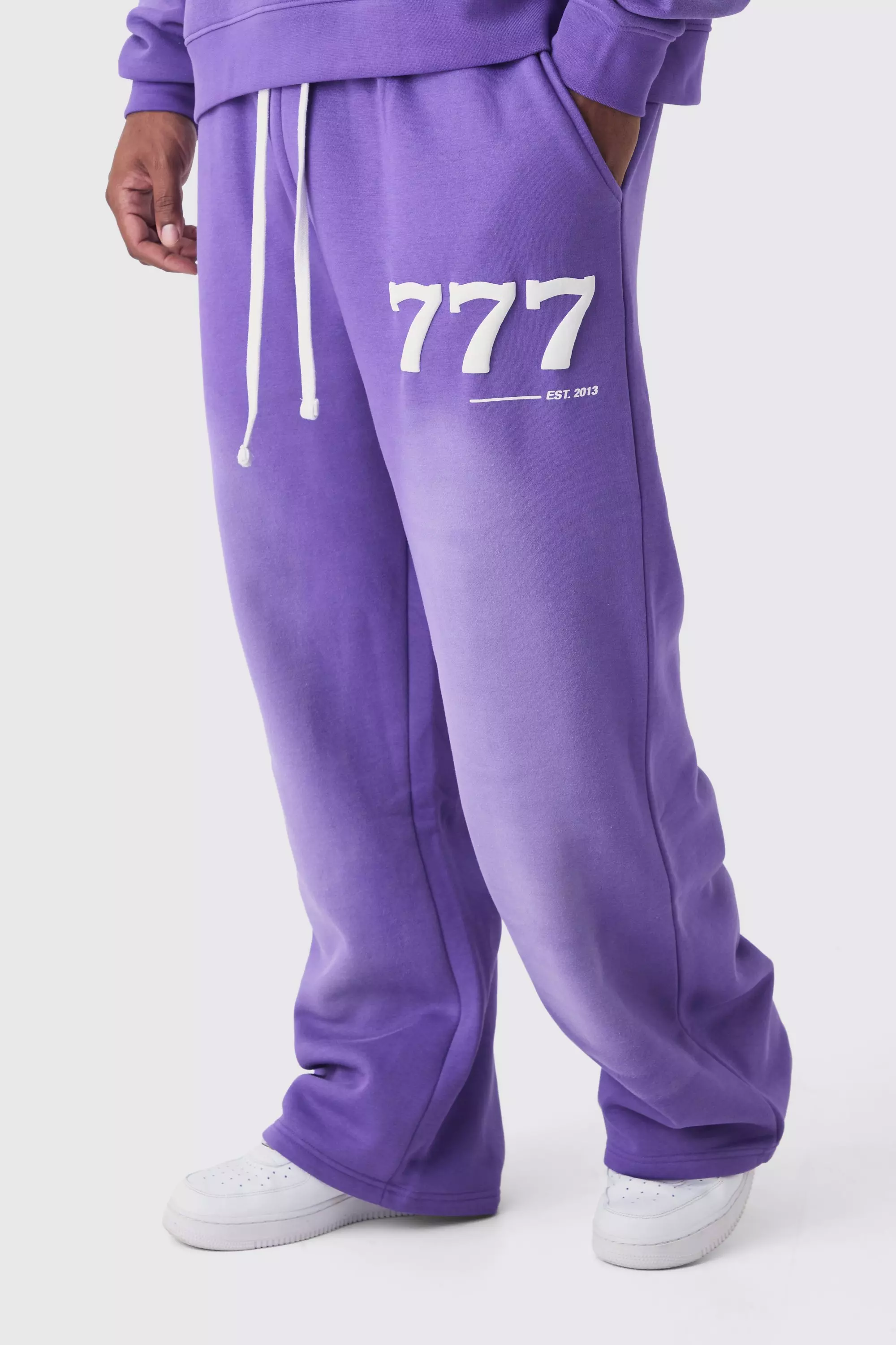 Purple Relaxed Fit Puff Print Spray Wash Moto Joggers alternative image