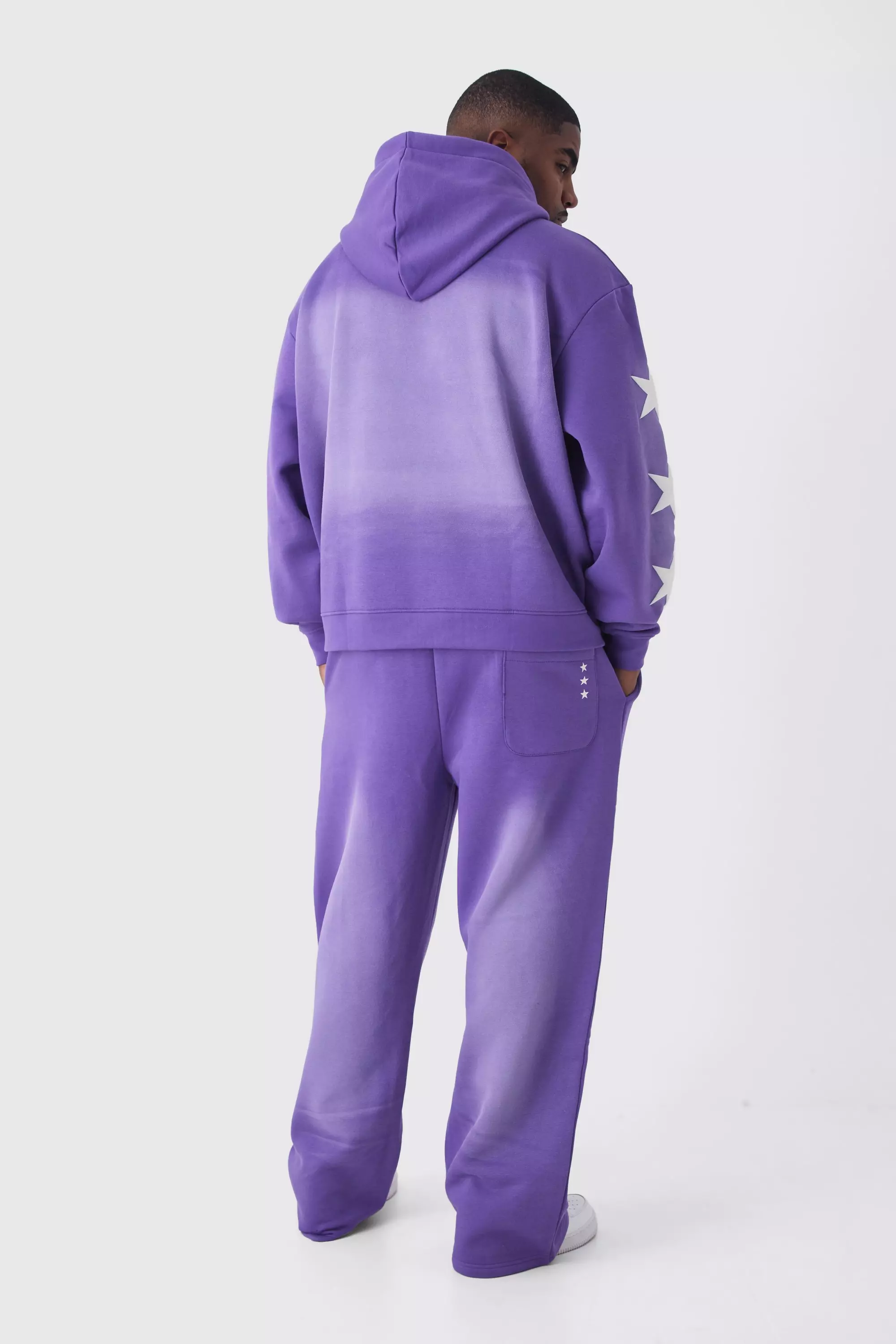 Purple Relaxed Fit Puff Print Spray Wash Moto Joggers alternative image