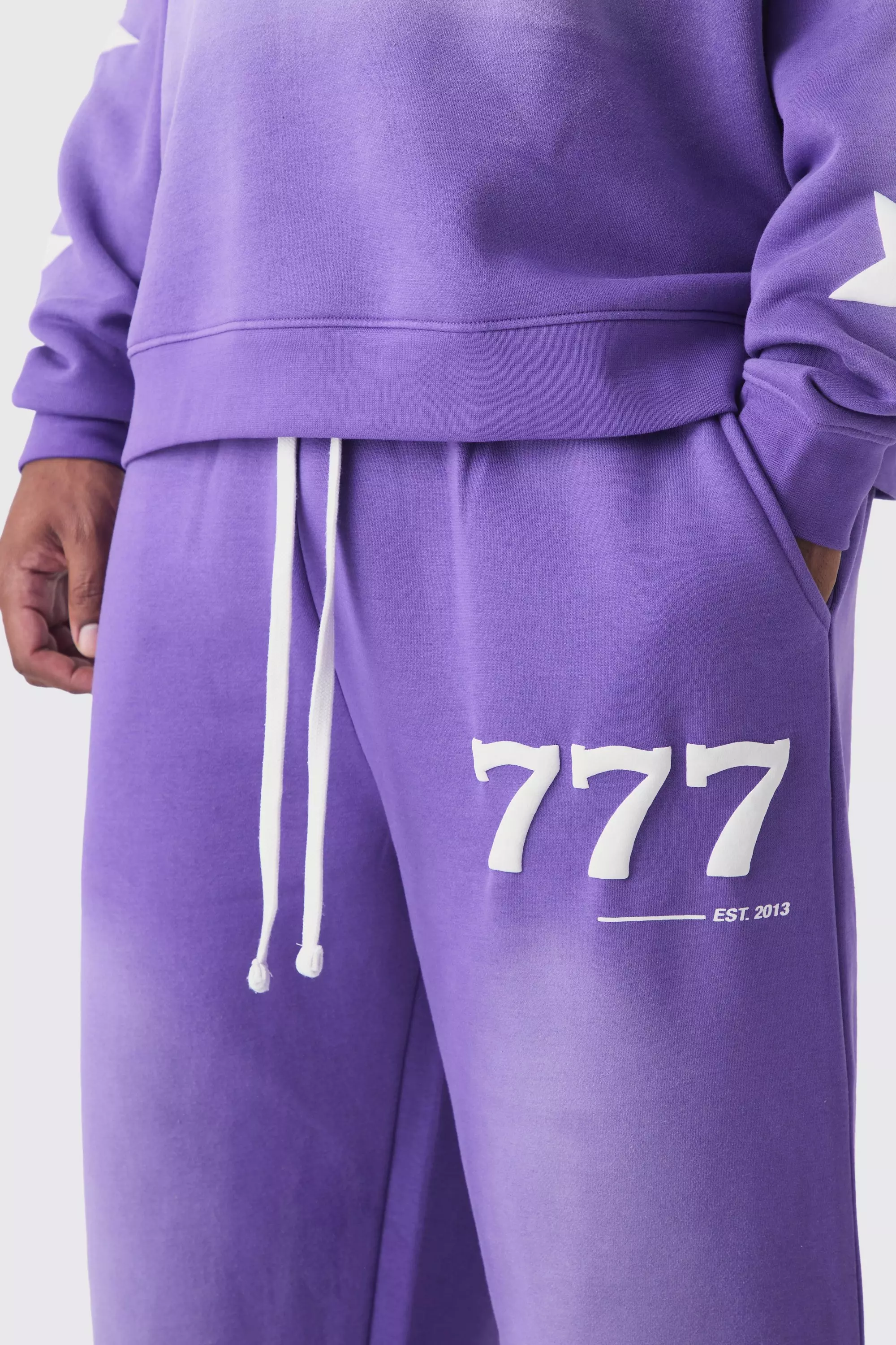 Purple Relaxed Fit Puff Print Spray Wash Moto Joggers alternative image