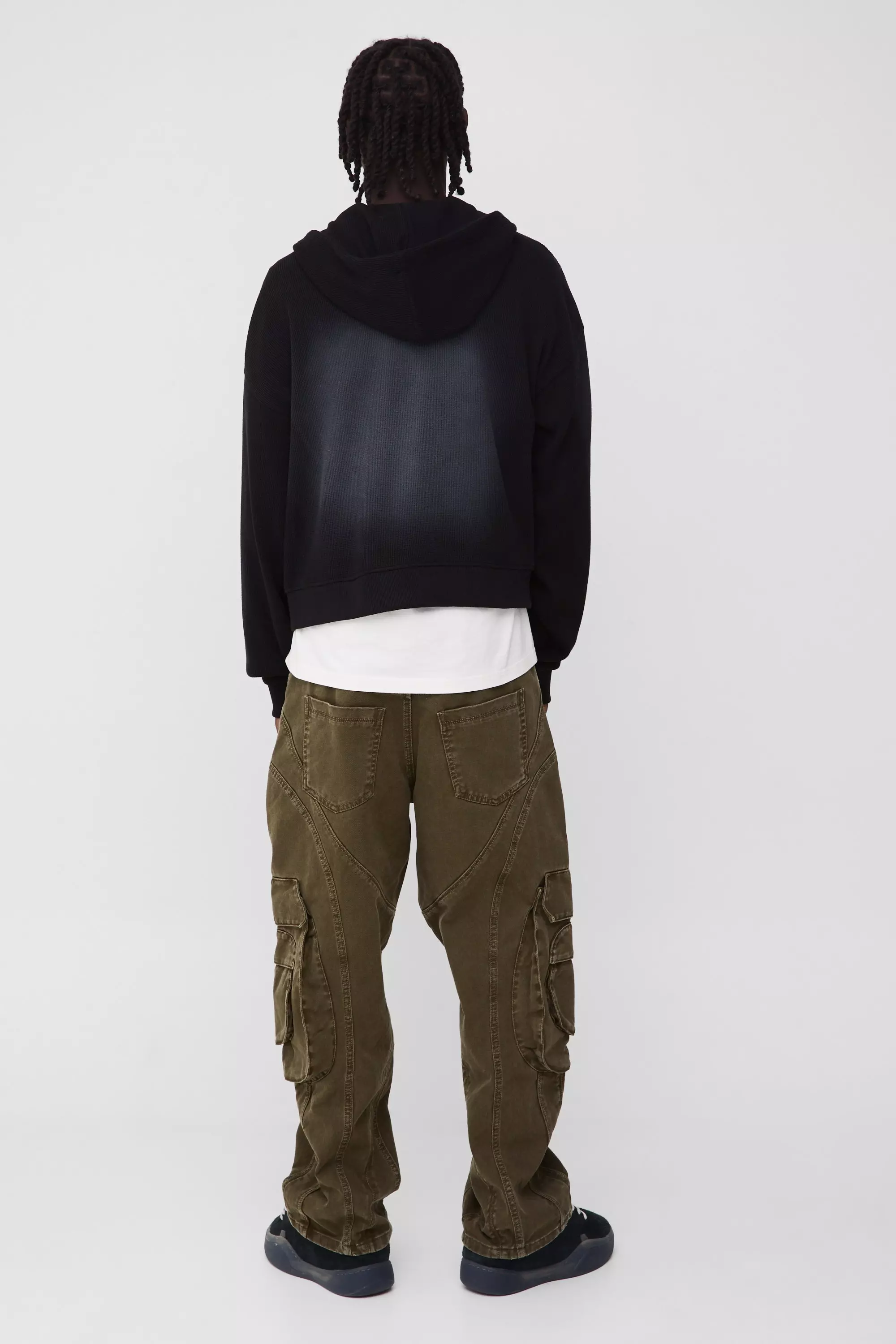 Sweat à capuche zippé imprimé éponge, Black autre image