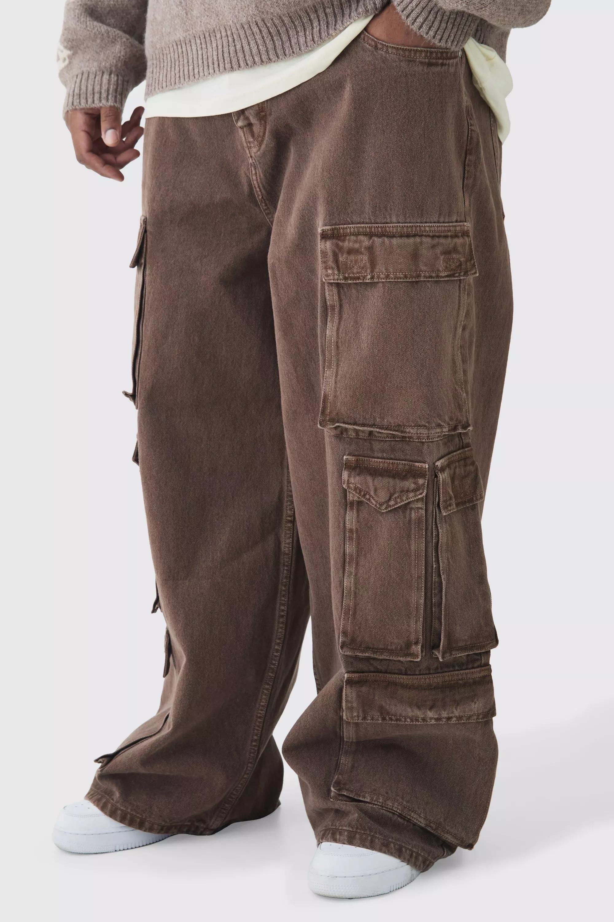 Plus lockere Cargo-Jeans mit Taschen, Chocolate alternatives Bild