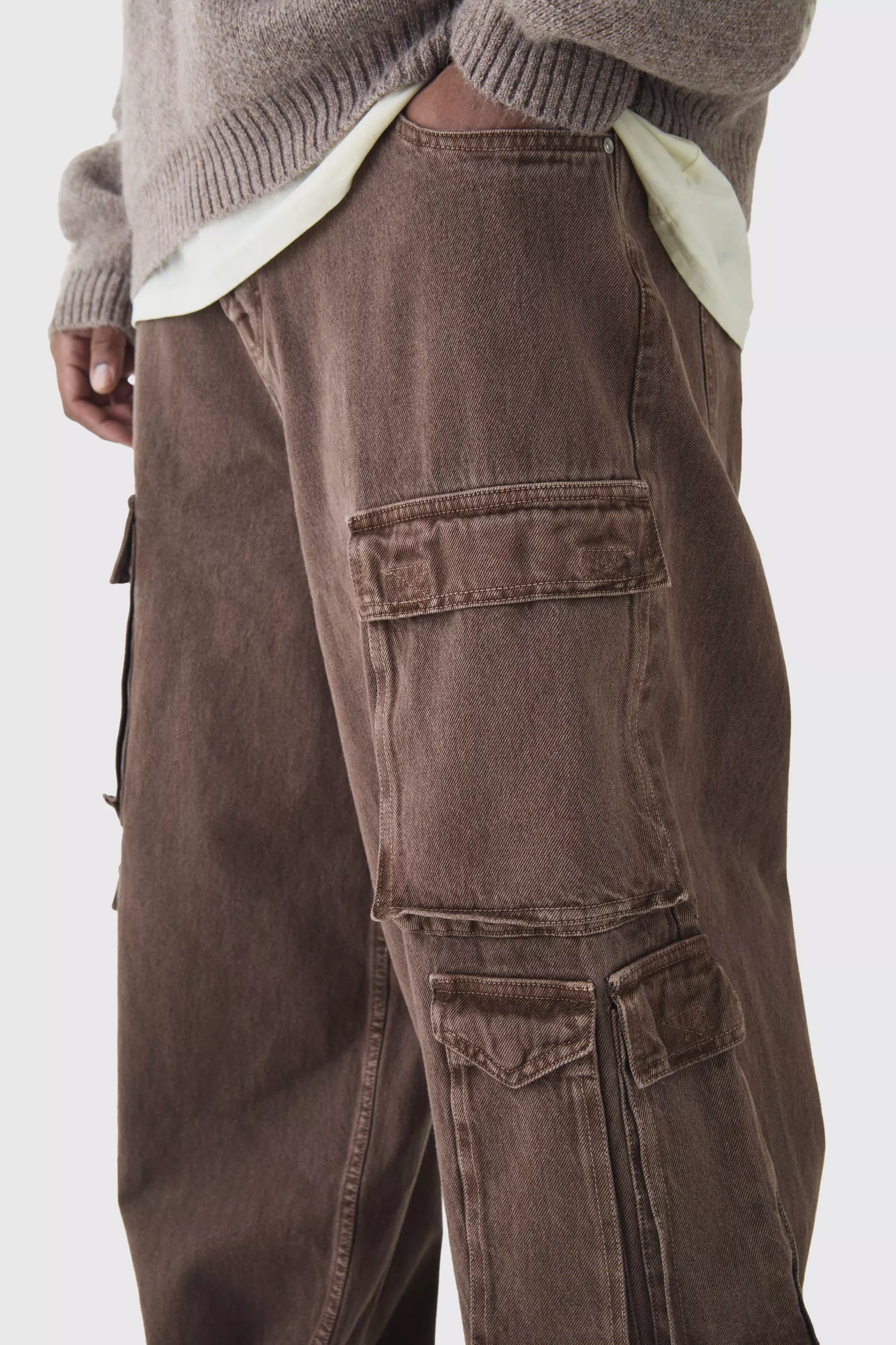 Plus lockere Cargo-Jeans mit Taschen, Chocolate alternatives Bild