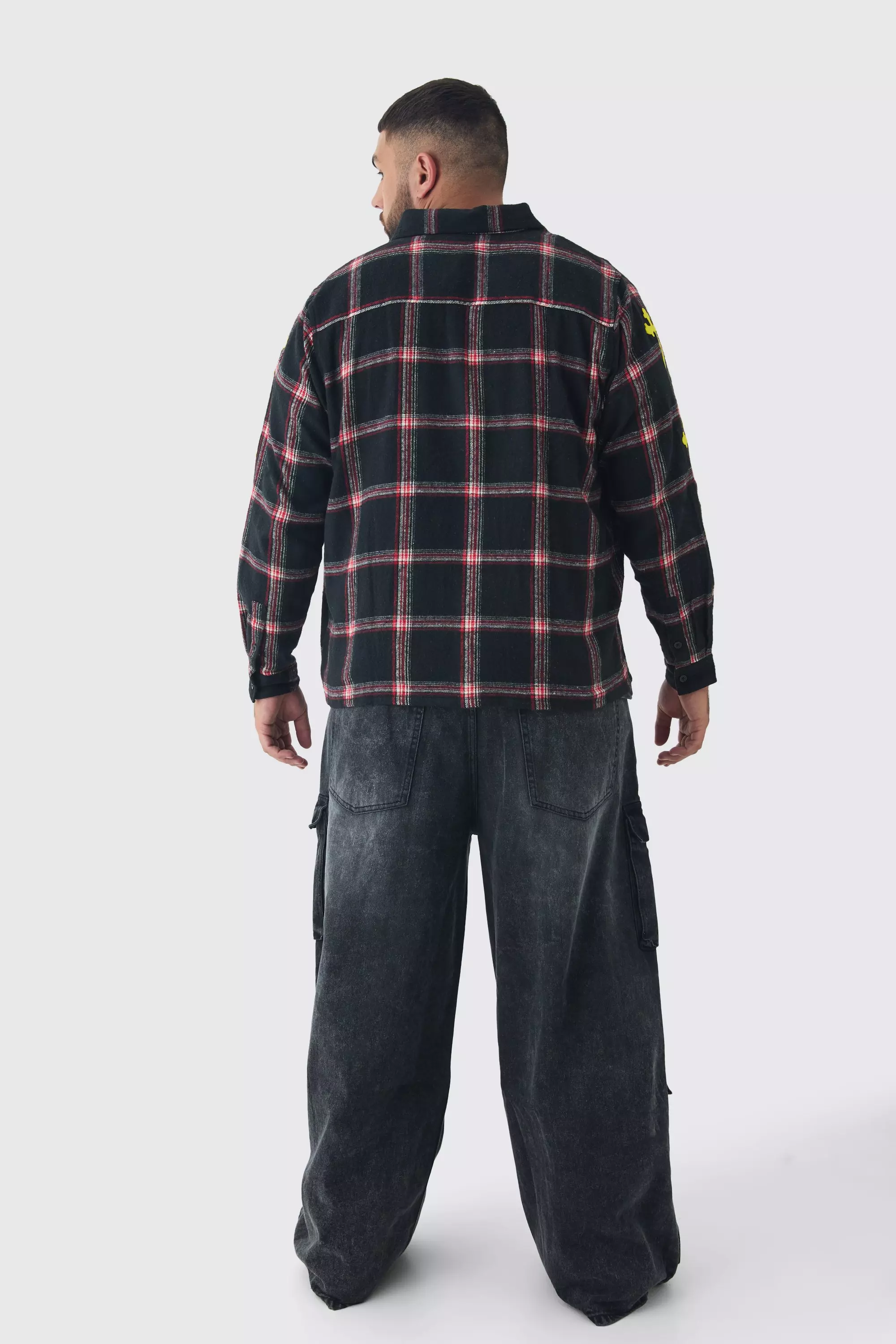 Washed black Plus Baggy Fit Washed Multi Pocket Cargo Jeans alternative image
