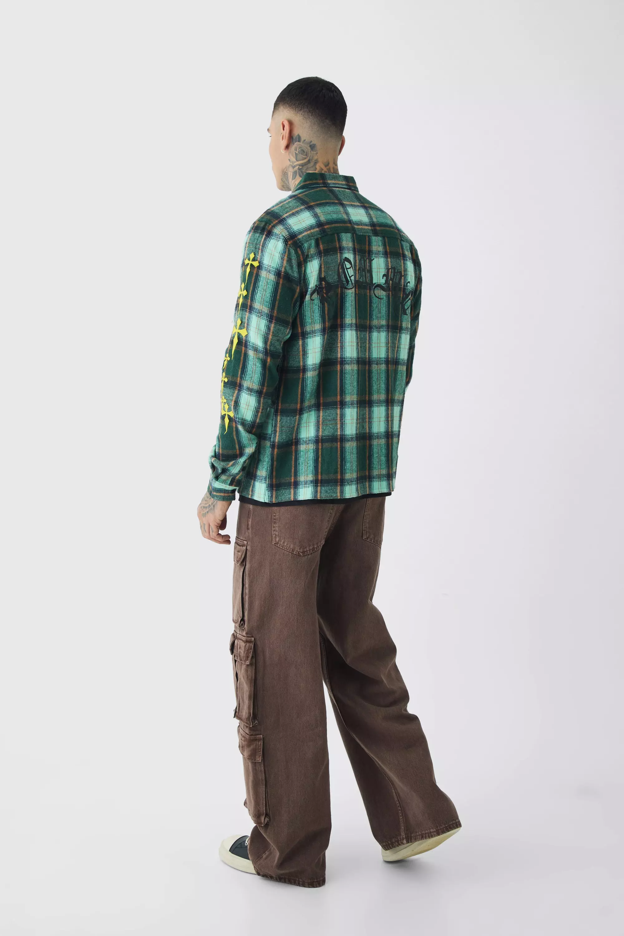Chocolate Tall Baggy Fit Washed Multi Pocket Cargo Jeans alternative image