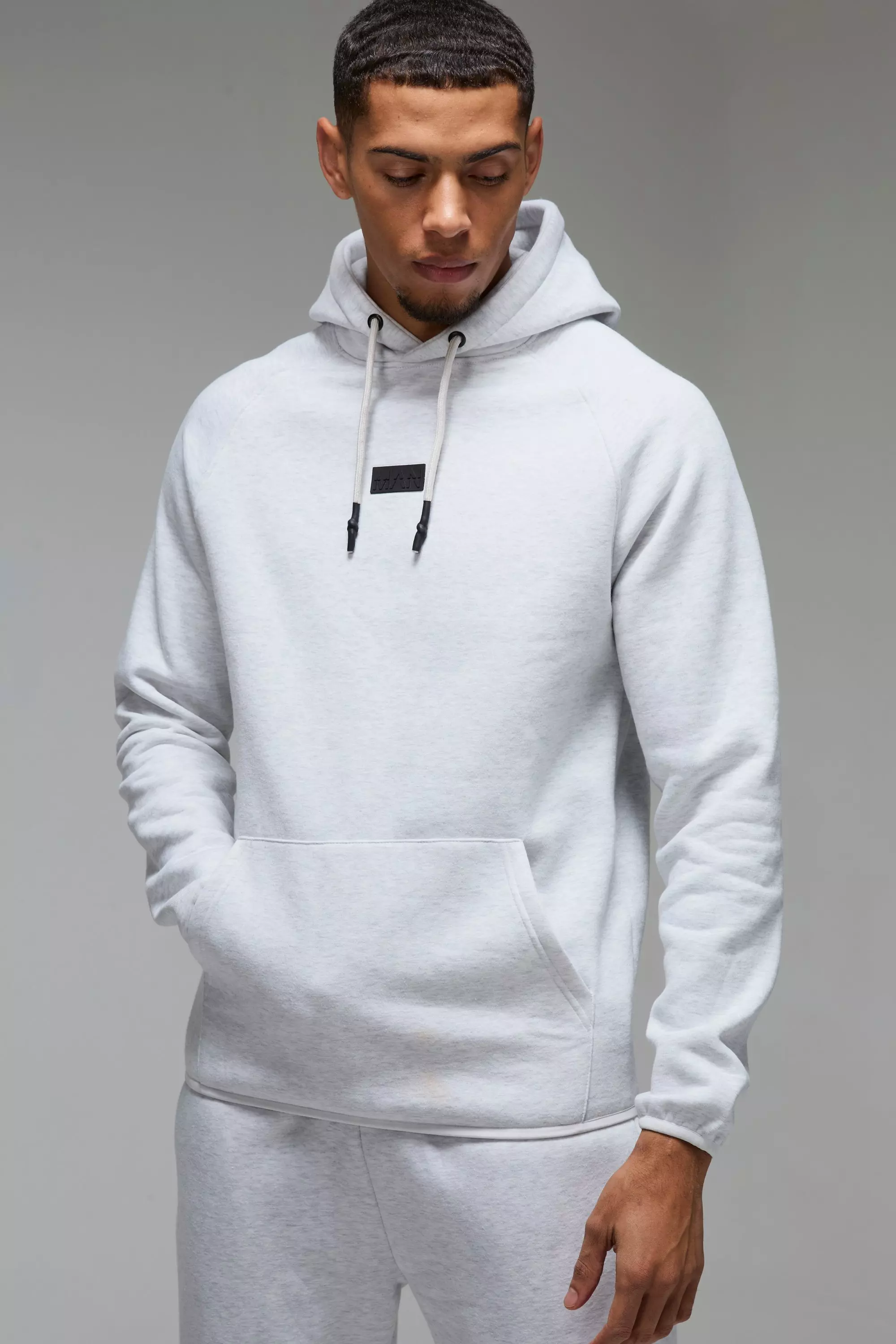 Grey Man Active Regular Fit Badge Hoodie