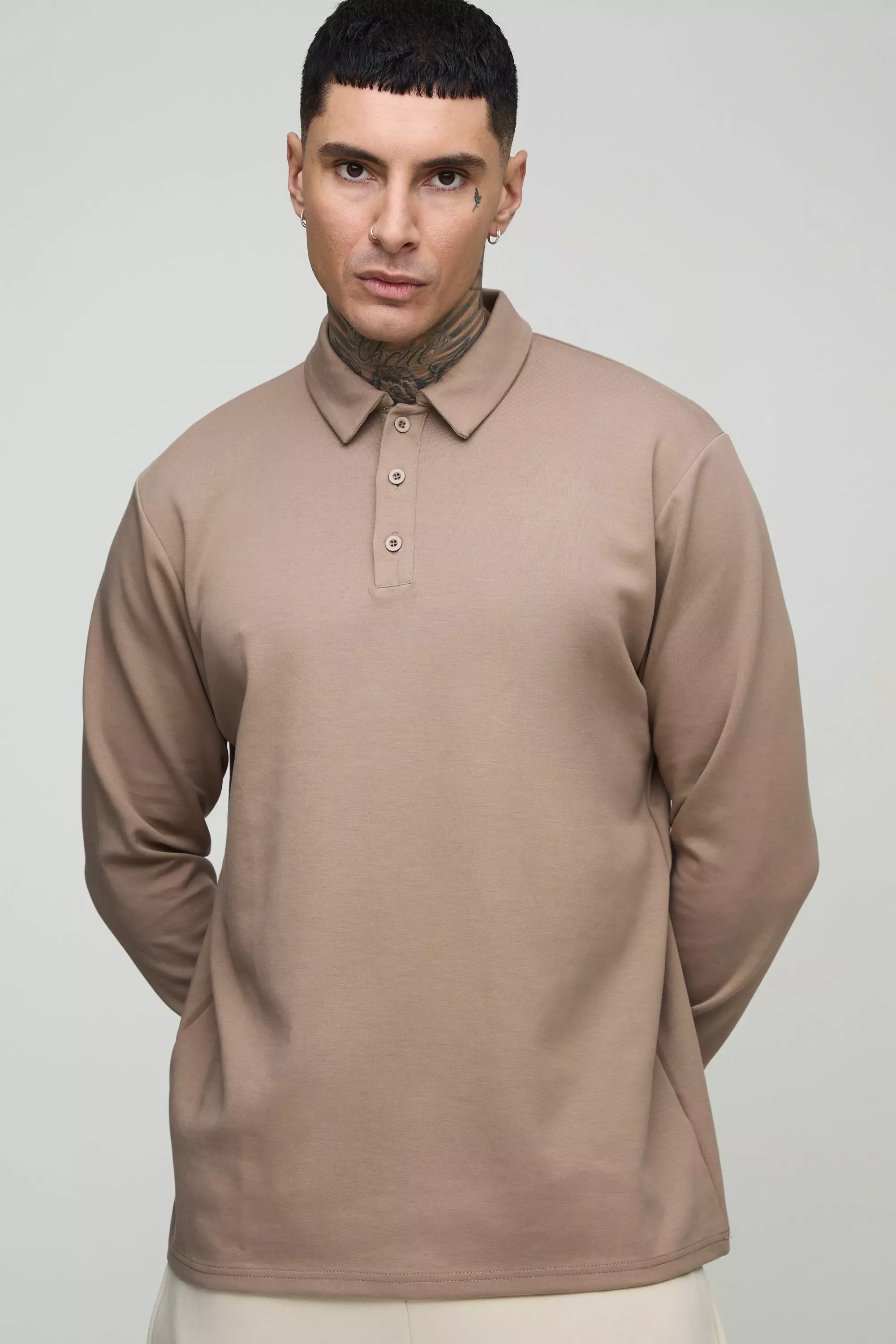 Taupe Tall Interlock Smart Rugby Polo alternative image
