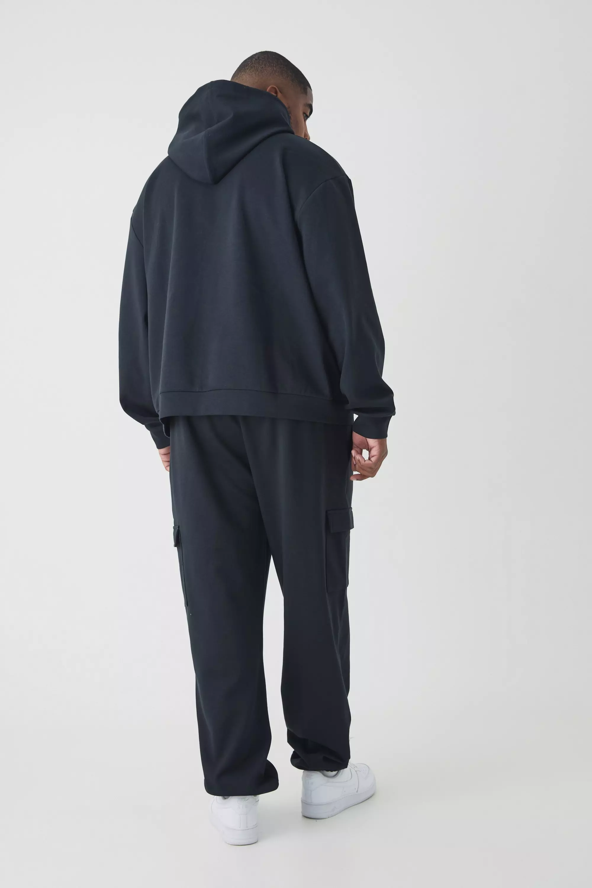 Plus Interlock Slim Fit Smart Cargo Sweatpants boohooMAN USA