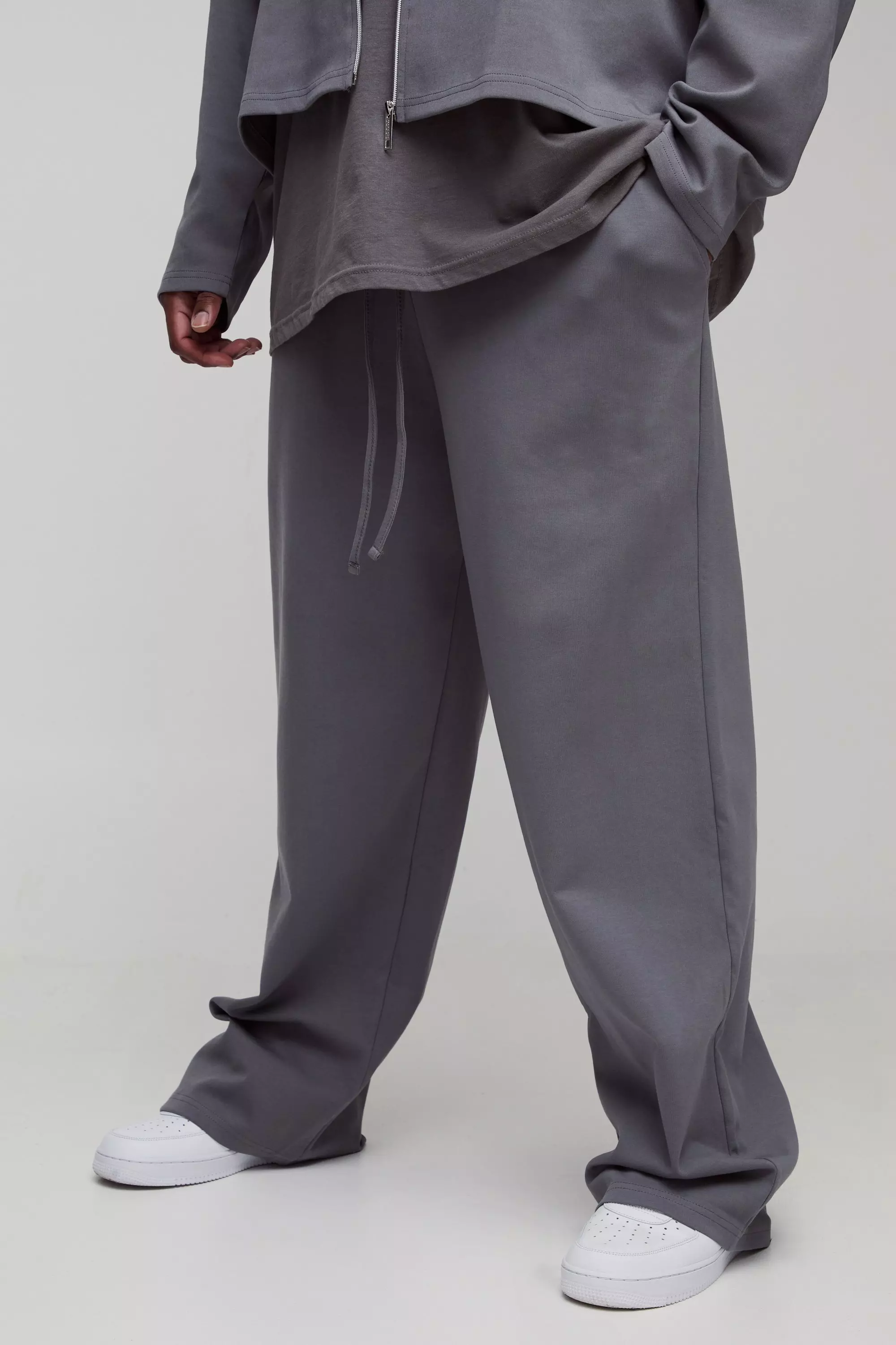 Plus Smart Interlock Relaxed Fit Pants Charcoal