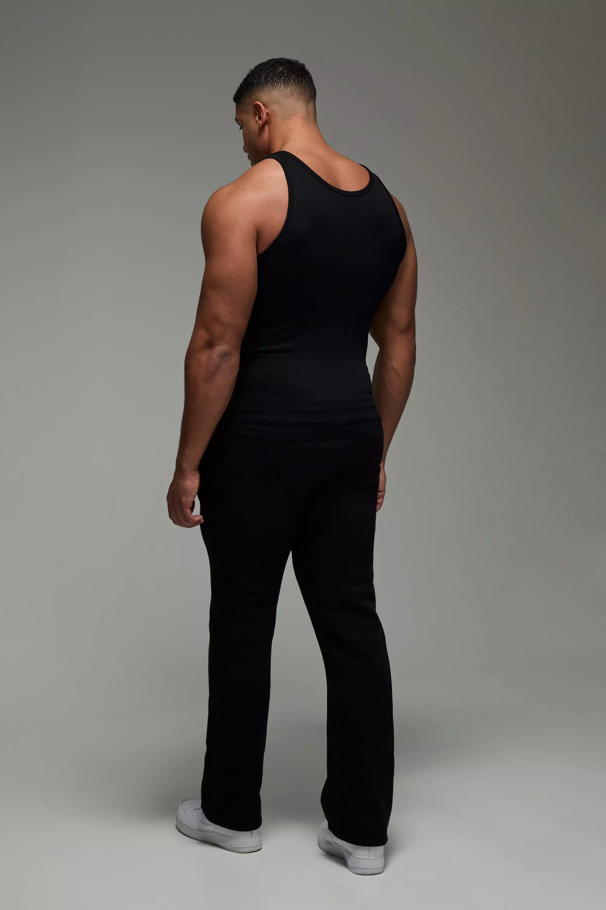 Black Man Active Naadloos Geribbeld Muscle Fit Hemd alternatieve afbeelding