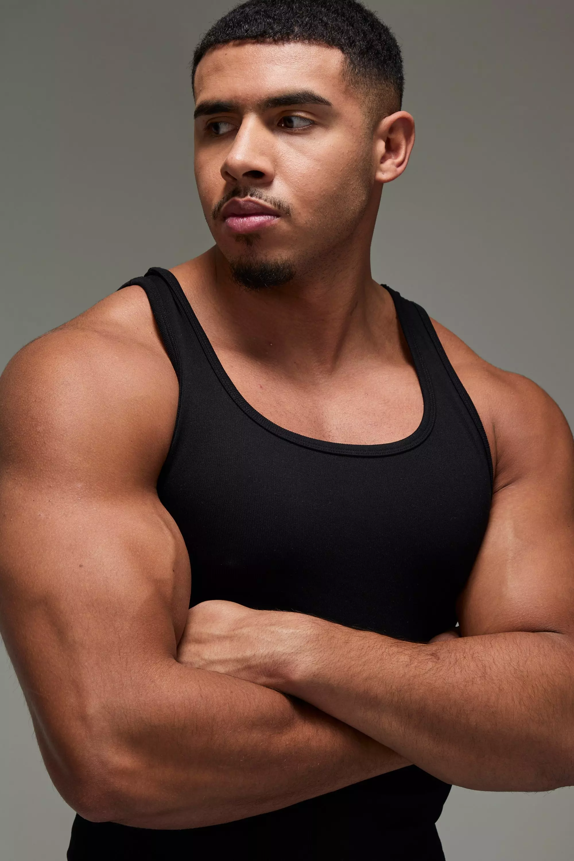 Black Man Active Naadloos Geribbeld Muscle Fit Hemd alternatieve afbeelding