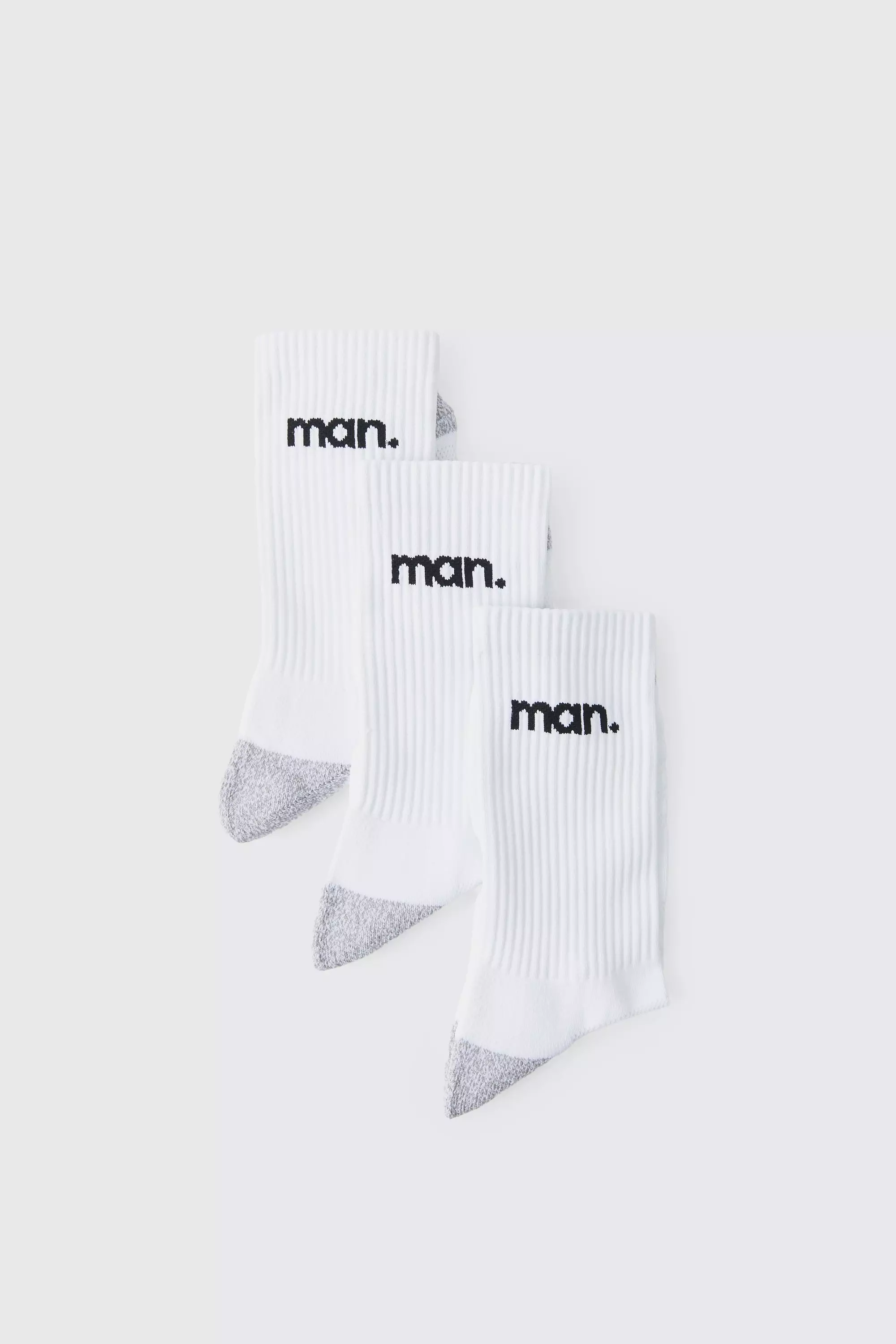White Man Sport Cushioned Training Crew Socks 3 Pack  alternative image