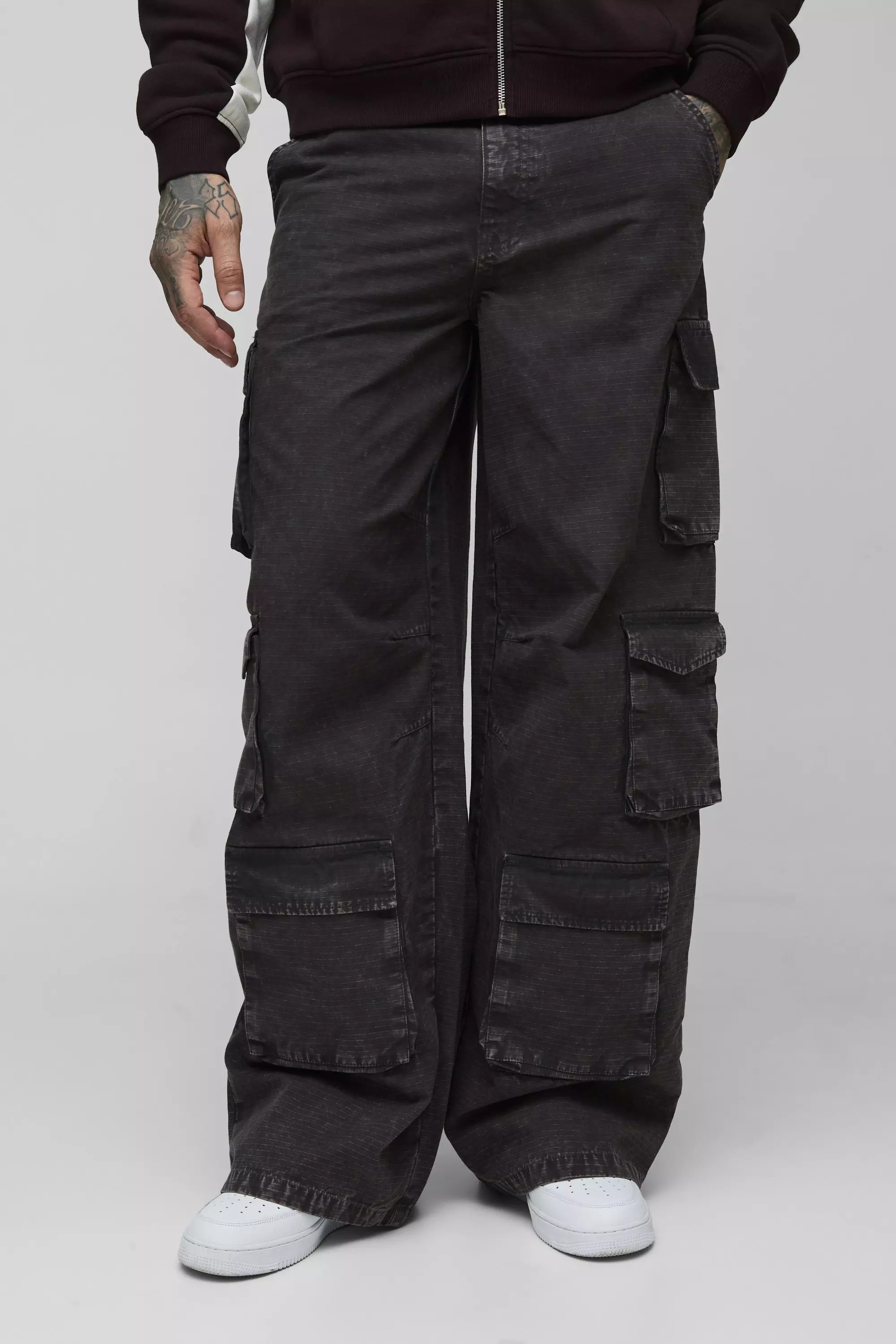 Tall - Pantalon baggy délavé à poches cargo, Charcoal autre image