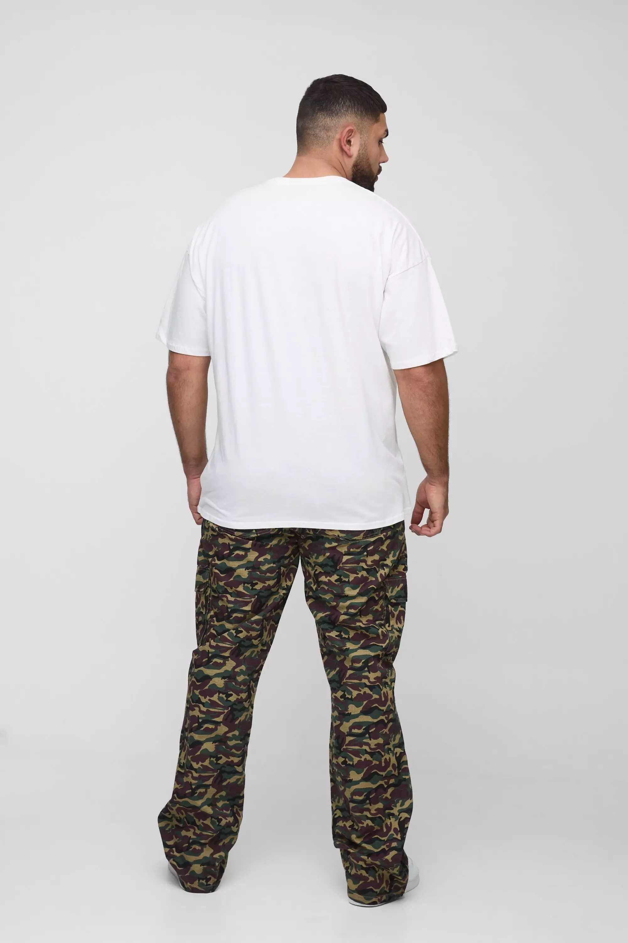 Plus Camouflage Cargo-Hose mit Reißverschluss, Khaki alternatives Bild