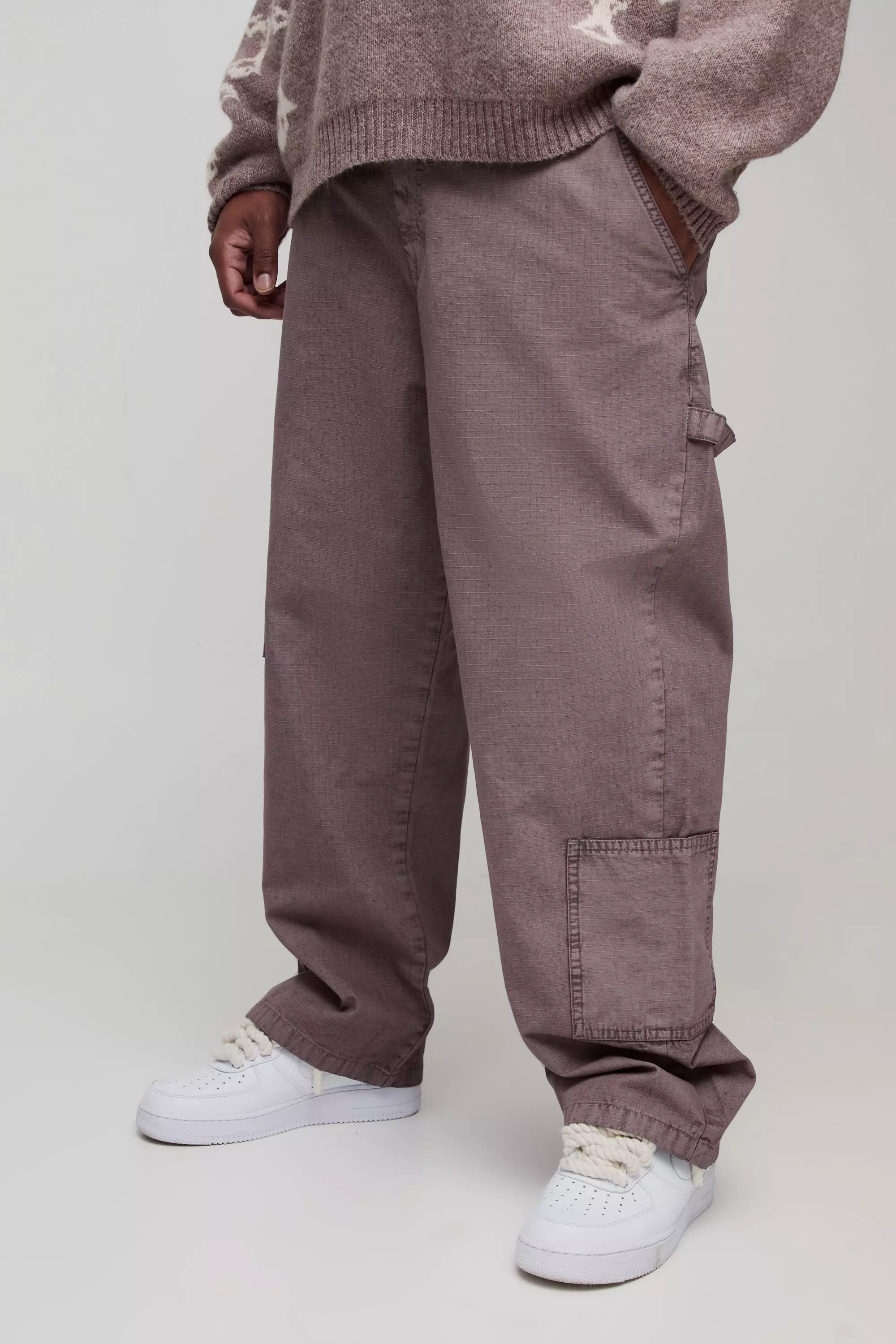Grande taille - Pantalon charpentier large délavé, Chocolate autre image