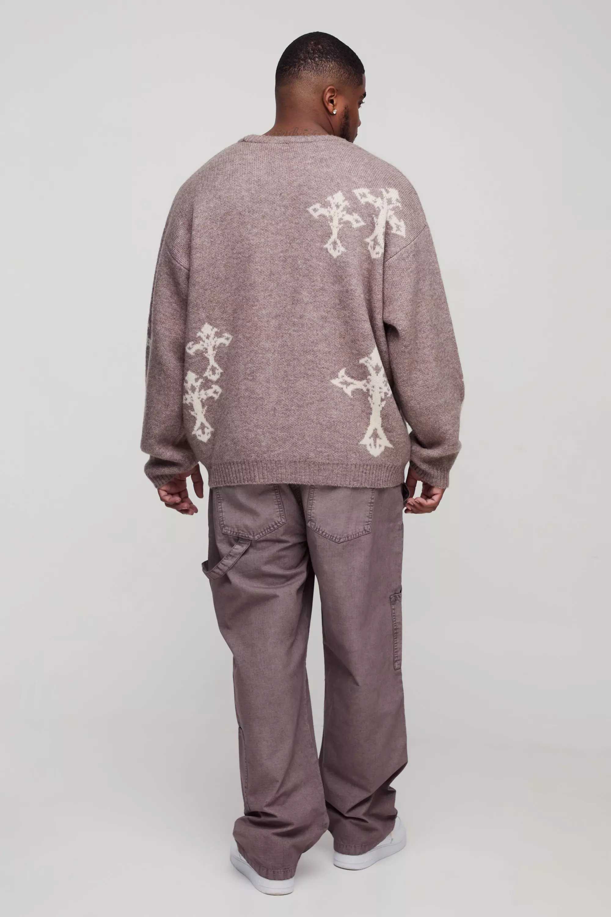 Grande taille - Pantalon charpentier large délavé, Chocolate autre image