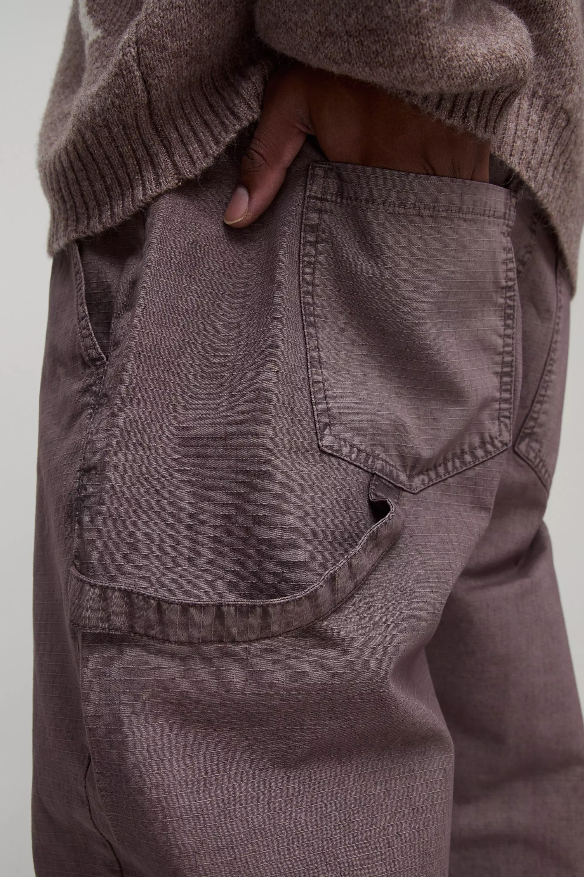 Grande taille - Pantalon charpentier large délavé, Chocolate autre image