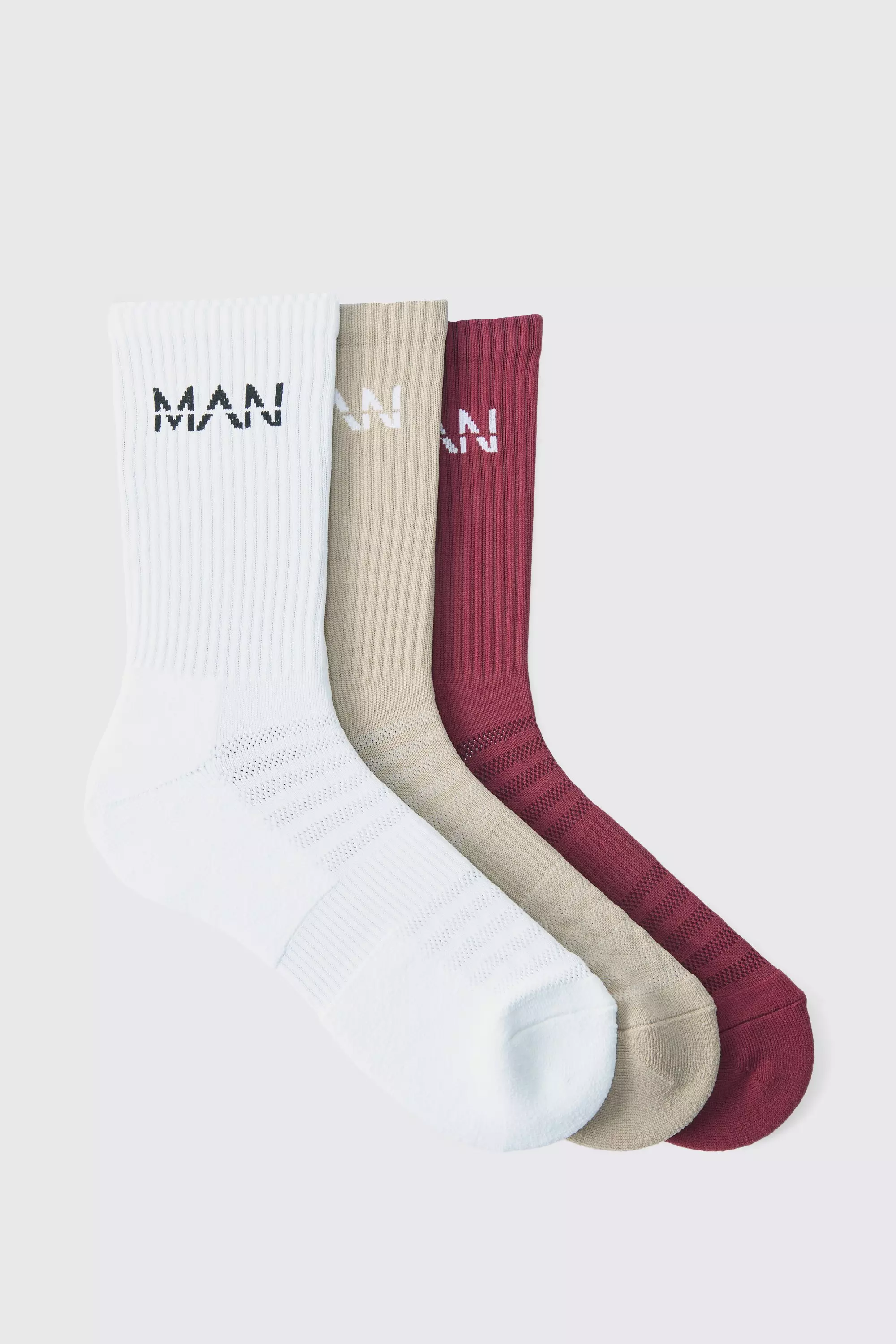 Man Active Cushioned Training Crew Socks 3 Pack Multi