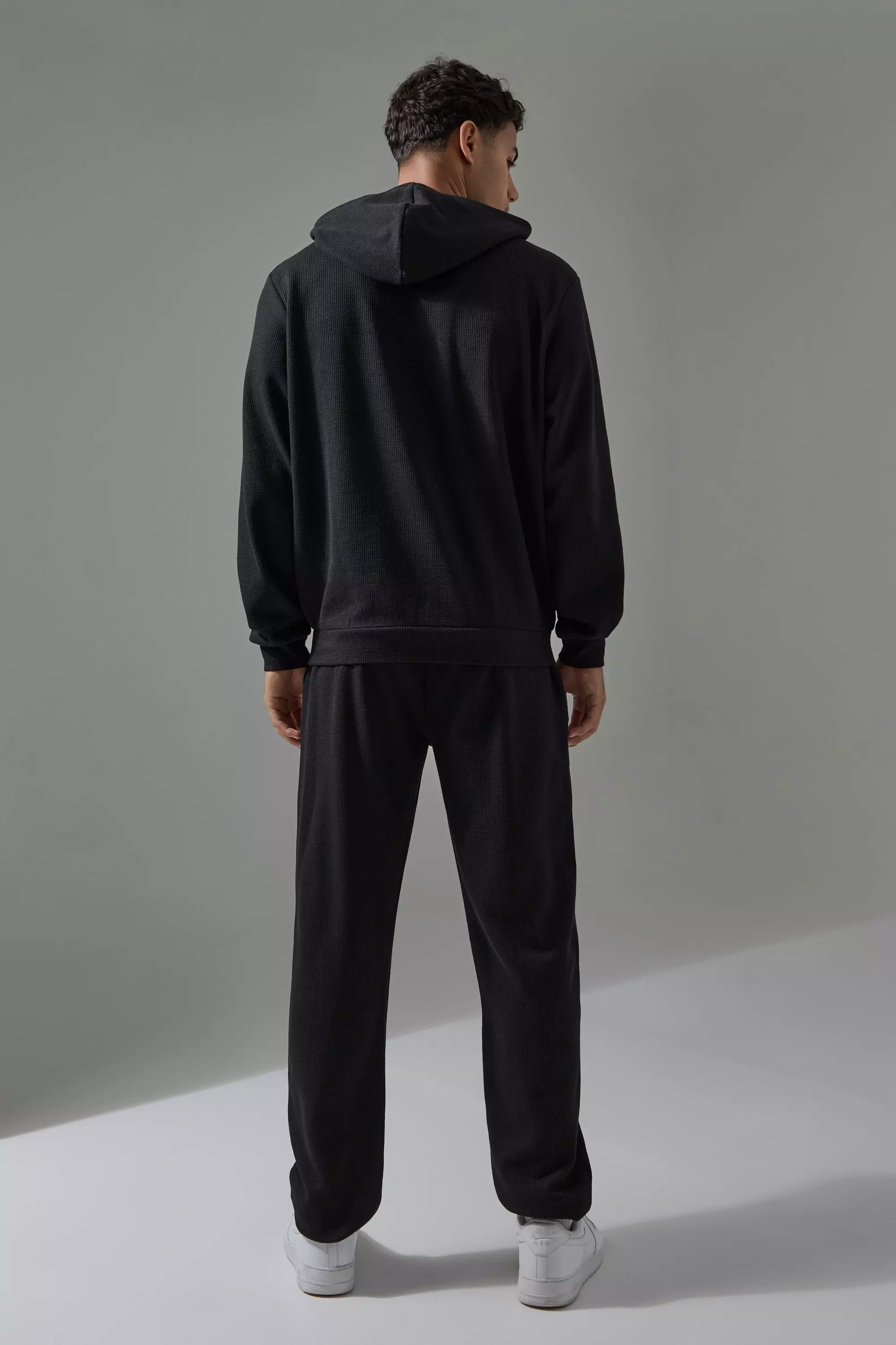 Black Man Sport Wafel Gebreide Regular Fit Joggingbroek alternatieve afbeelding