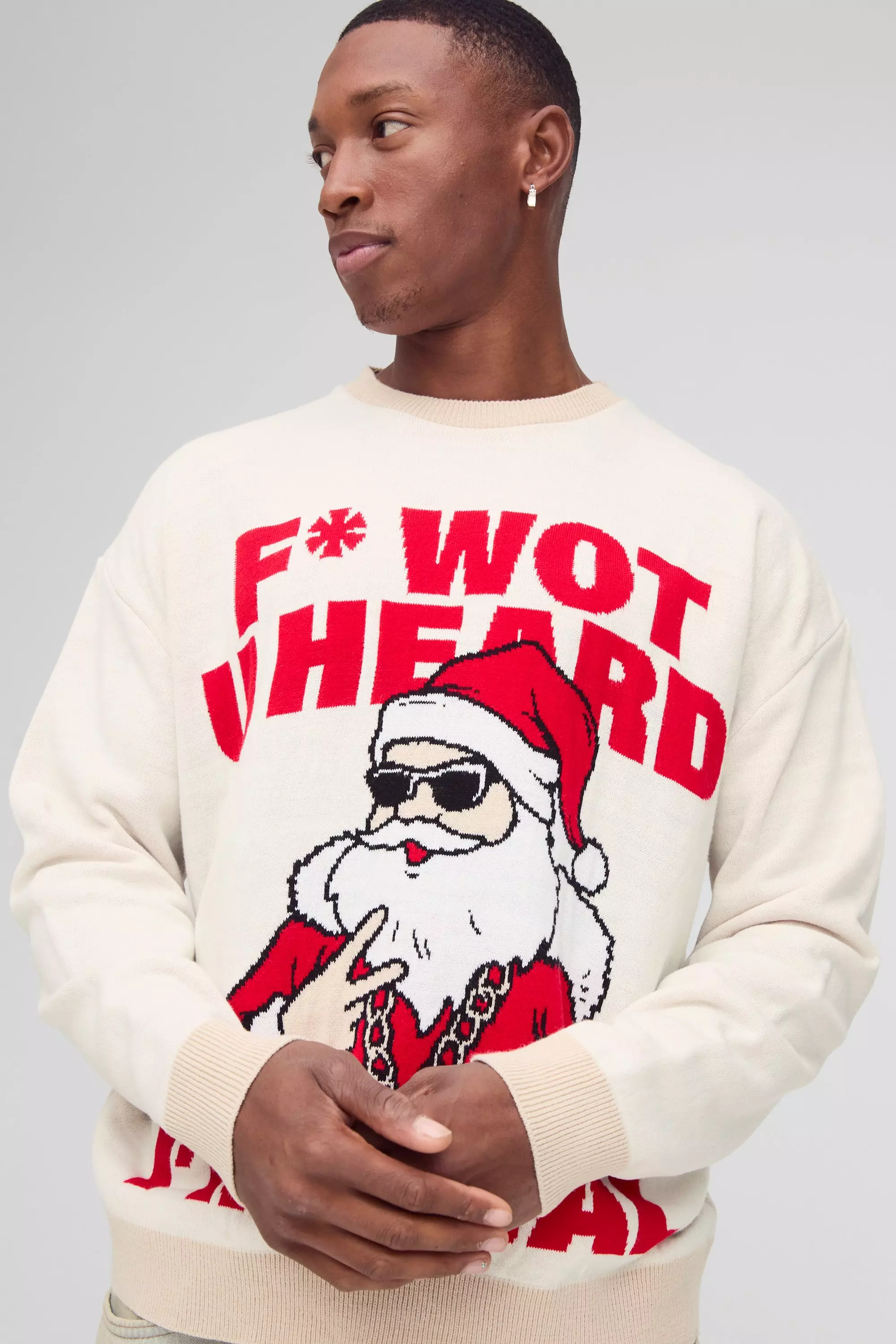 Stone Oversized Boxy I'm Real Christmas Jumper alternative image