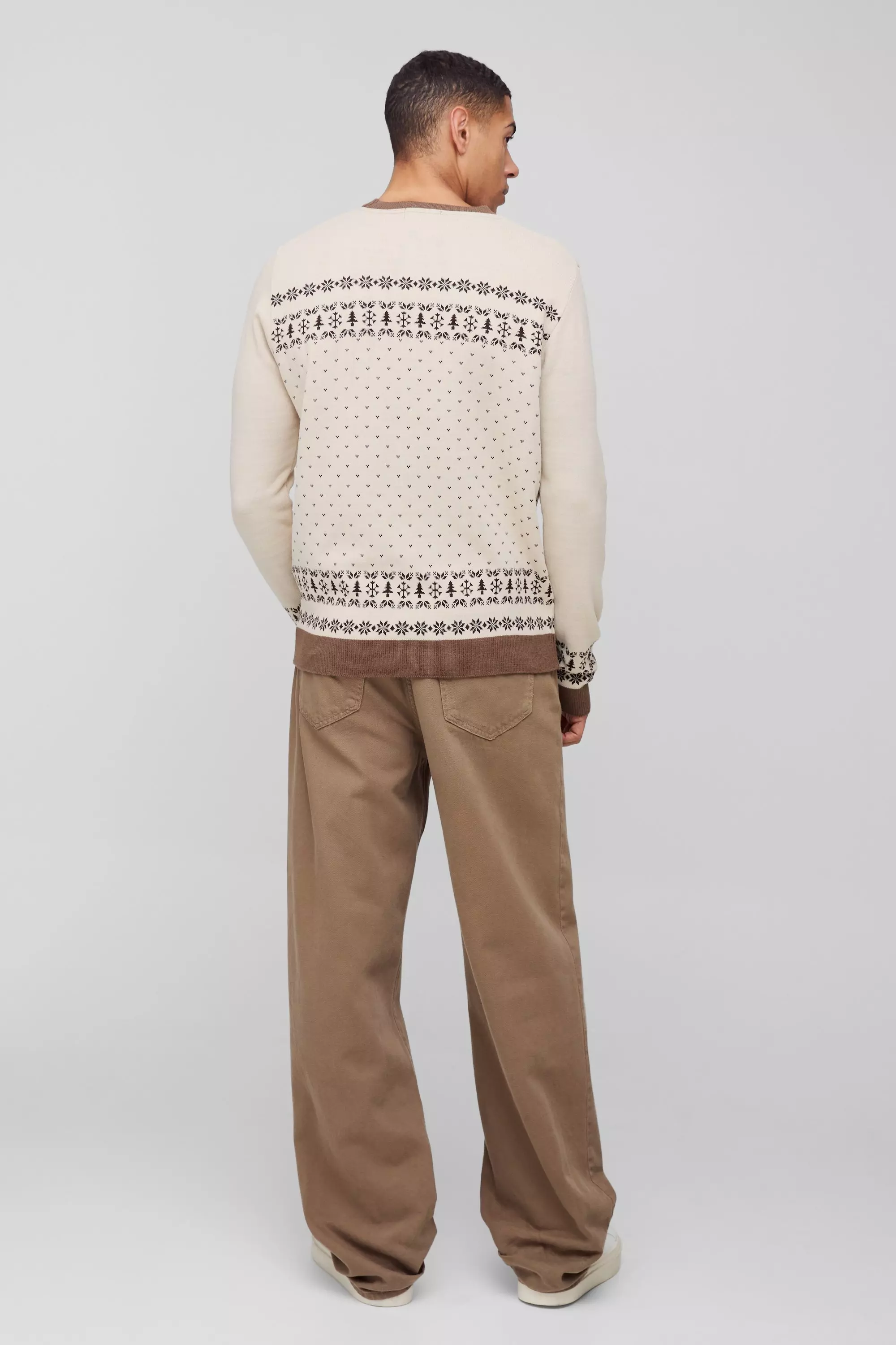 Taupe Regular Fit Fairisle Teddy Christmas Jumper alternative image