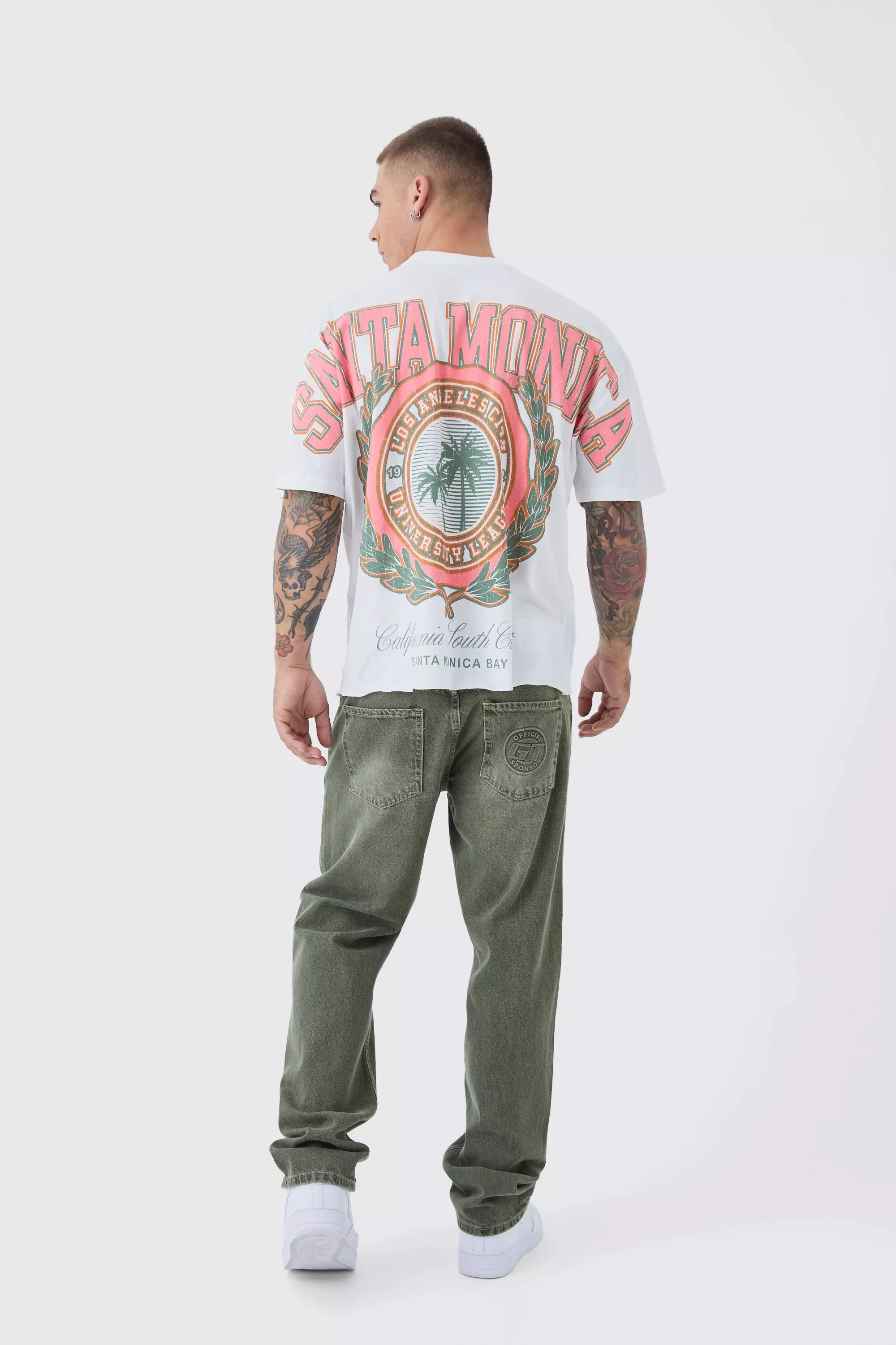Oversized Boxy Santa Monica Over The Seams T-Shirt | boohooMAN USA
