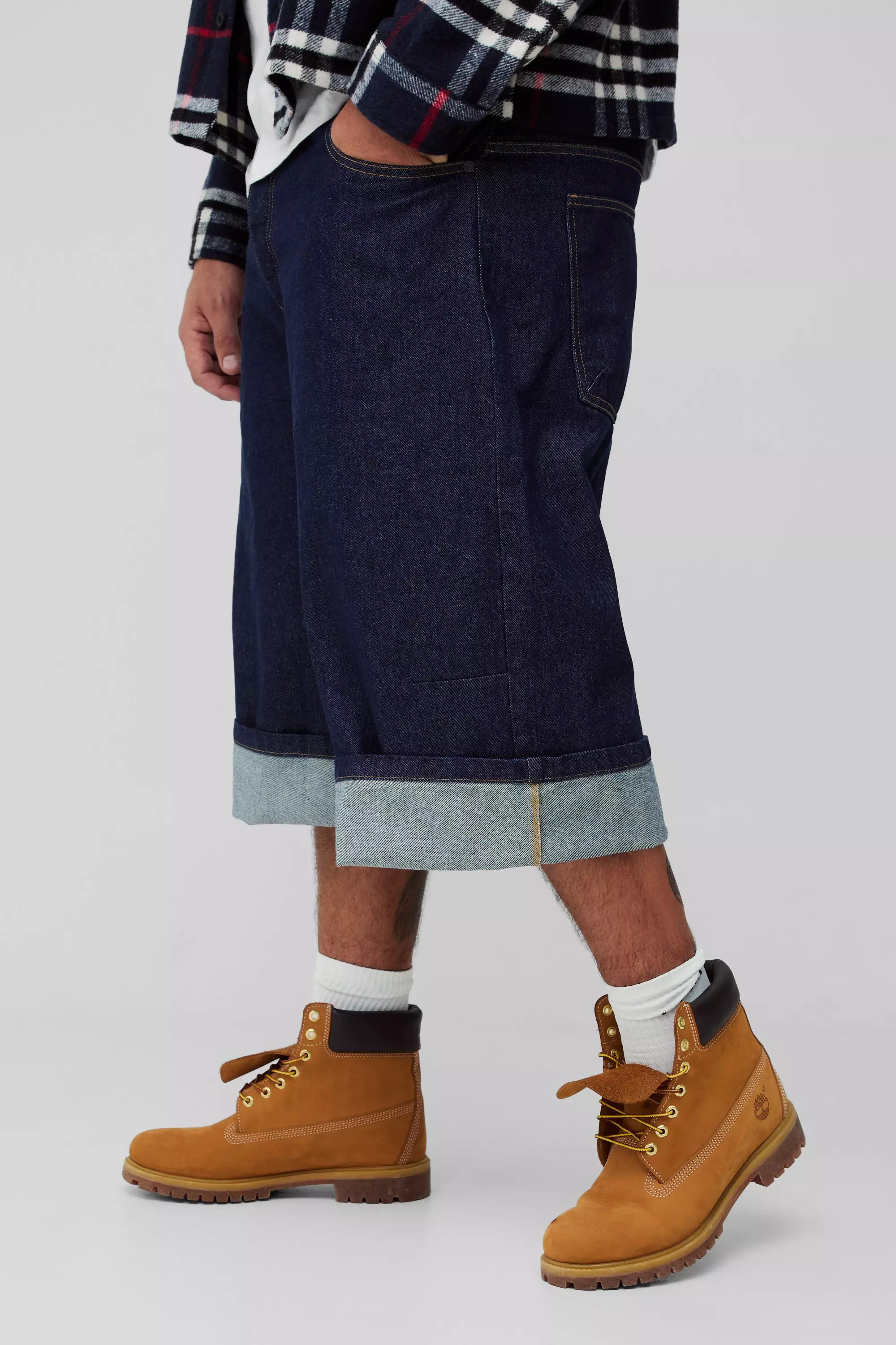 Plus Turn Up Parachute Jorts Indigo