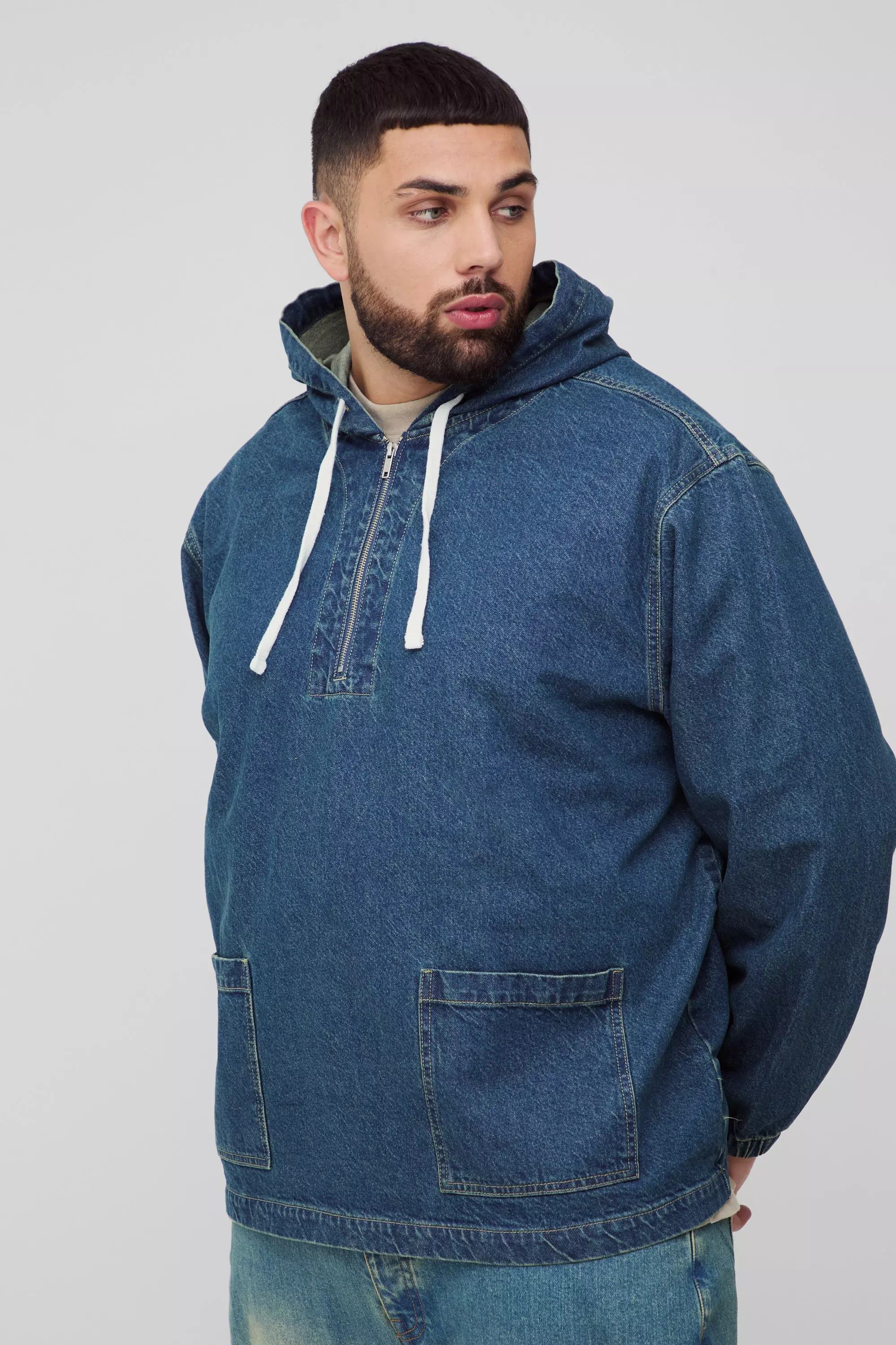 Grande taille - Sweat à capuche en jean, Mid wash autre image