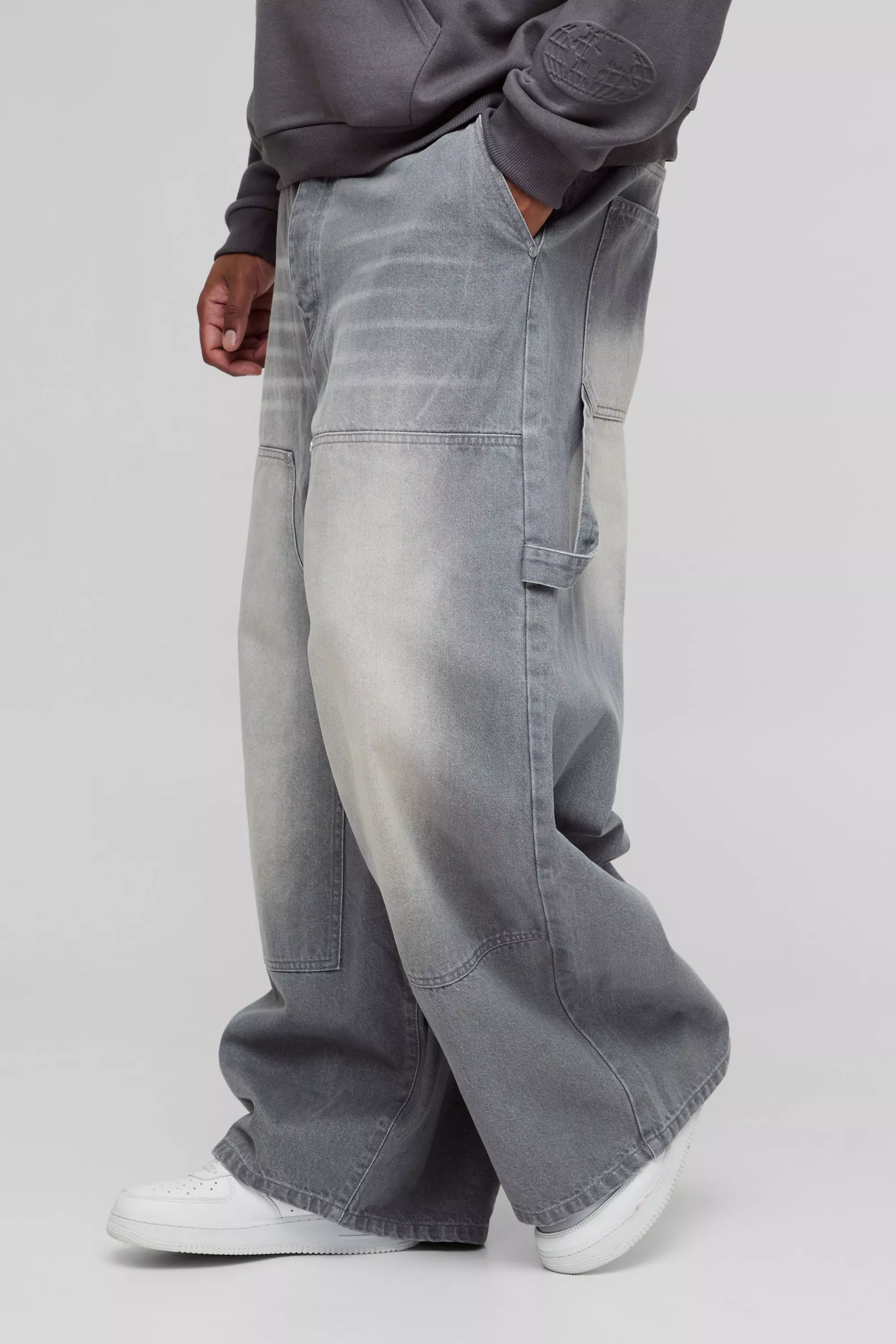 Grey Plus Carpenter Baggy Fit Jeans alternative image