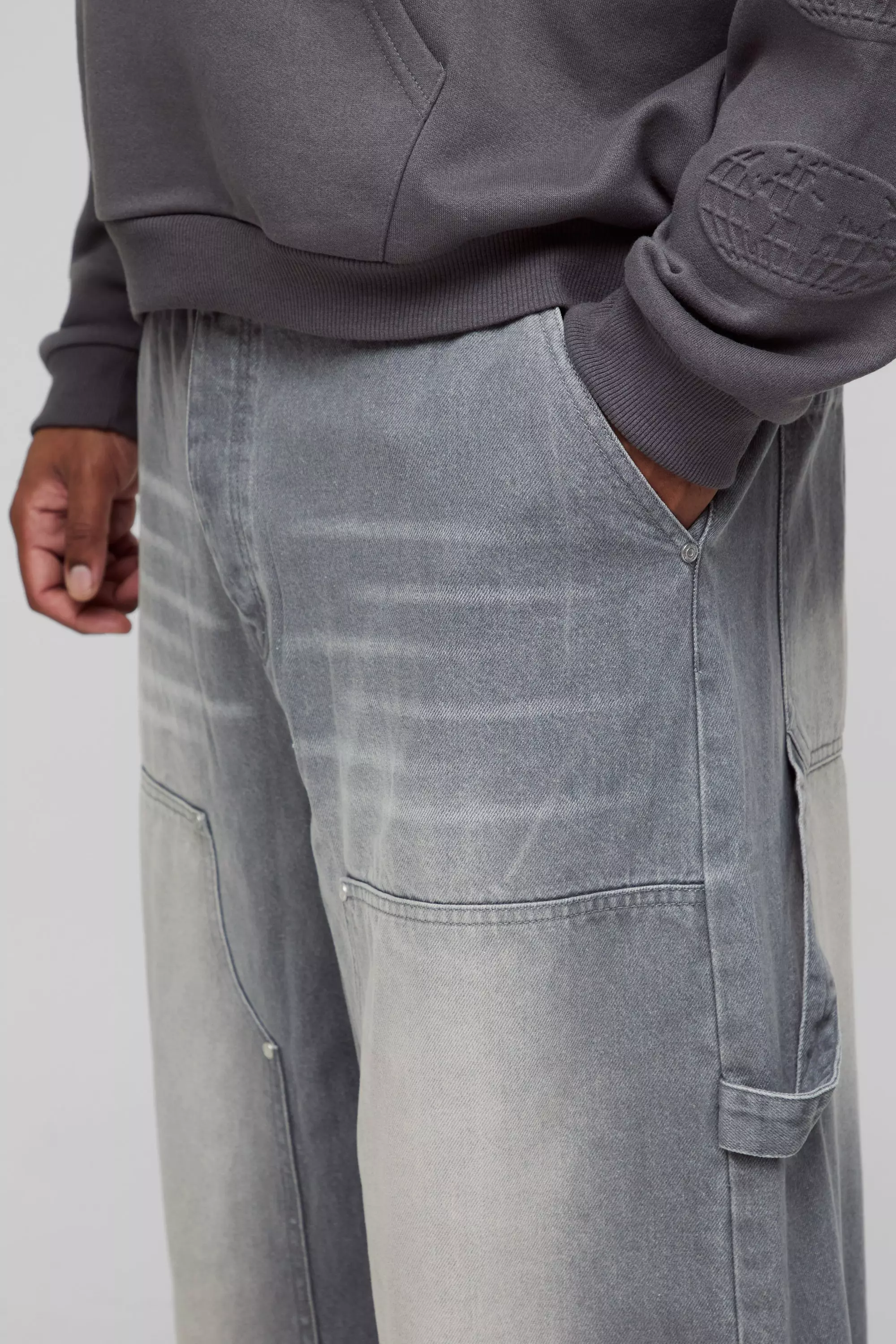 Grey Plus Carpenter Baggy Fit Jeans alternative image