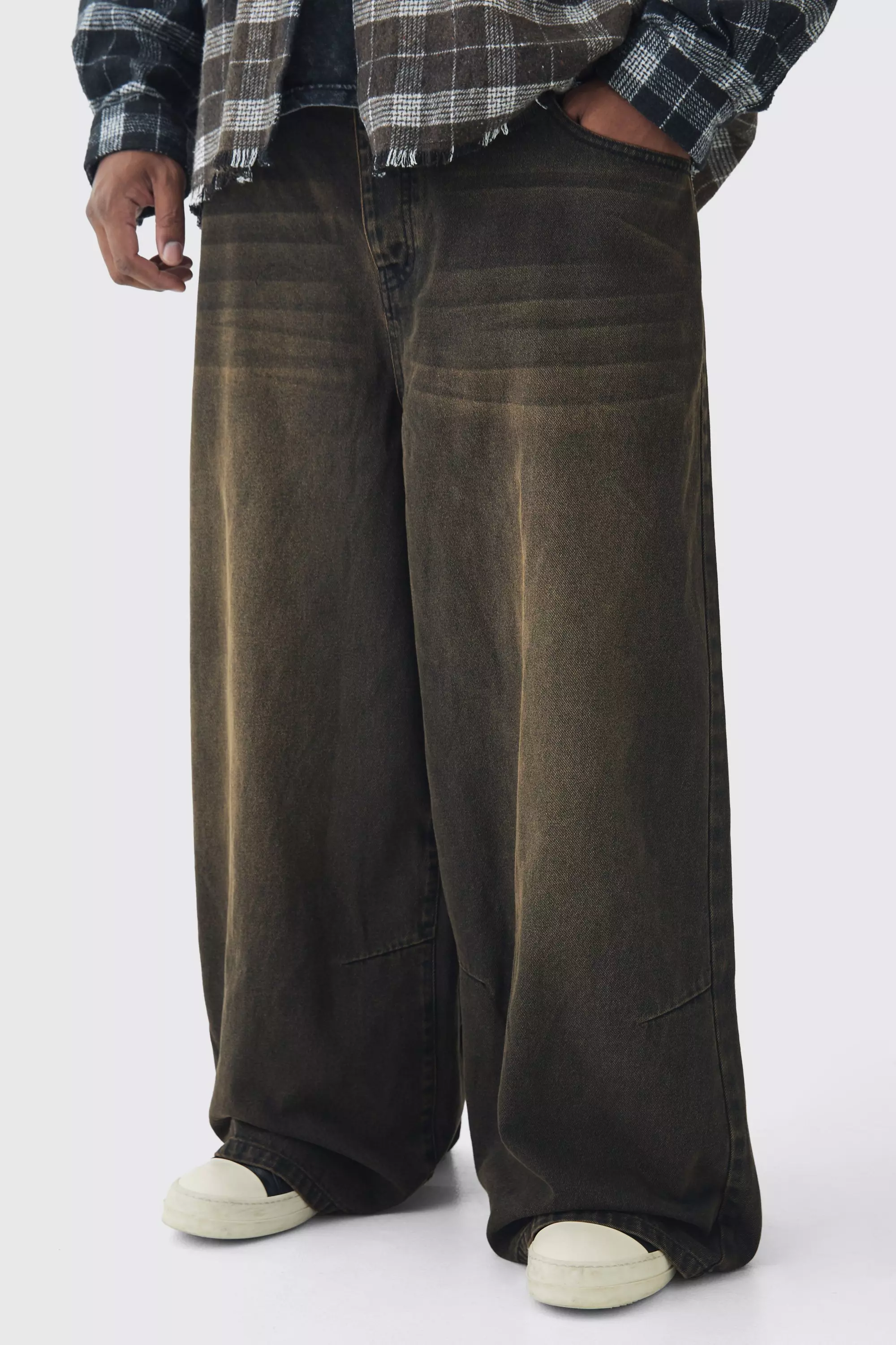 Washed black Plus Adjustable Waist Extreme Baggy Jeans alternative image