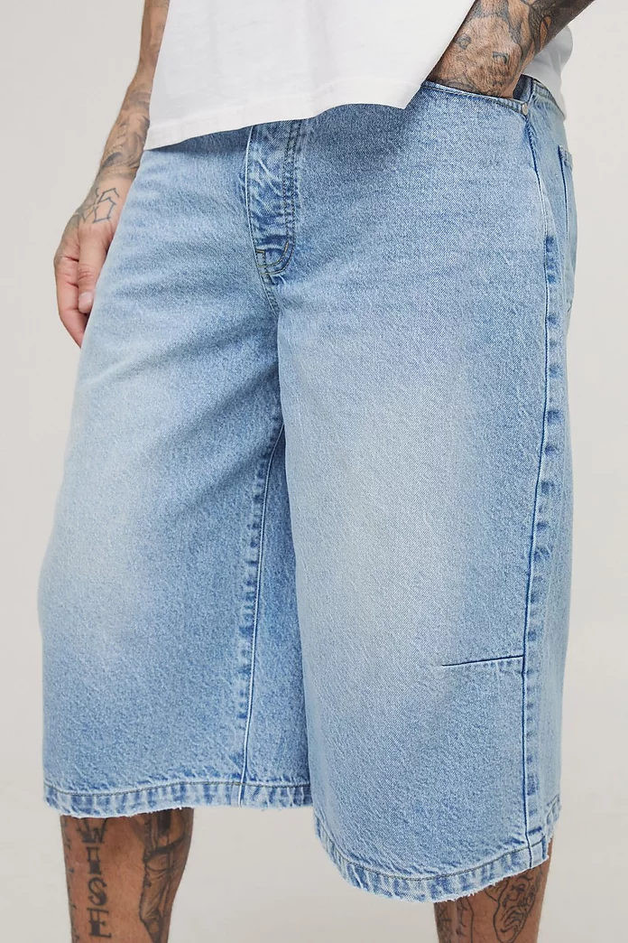 Tall Washed Distressed Hem Jorts | boohooMAN USA Tall Washed Distressed Hem Jorts | boohooMAN USA