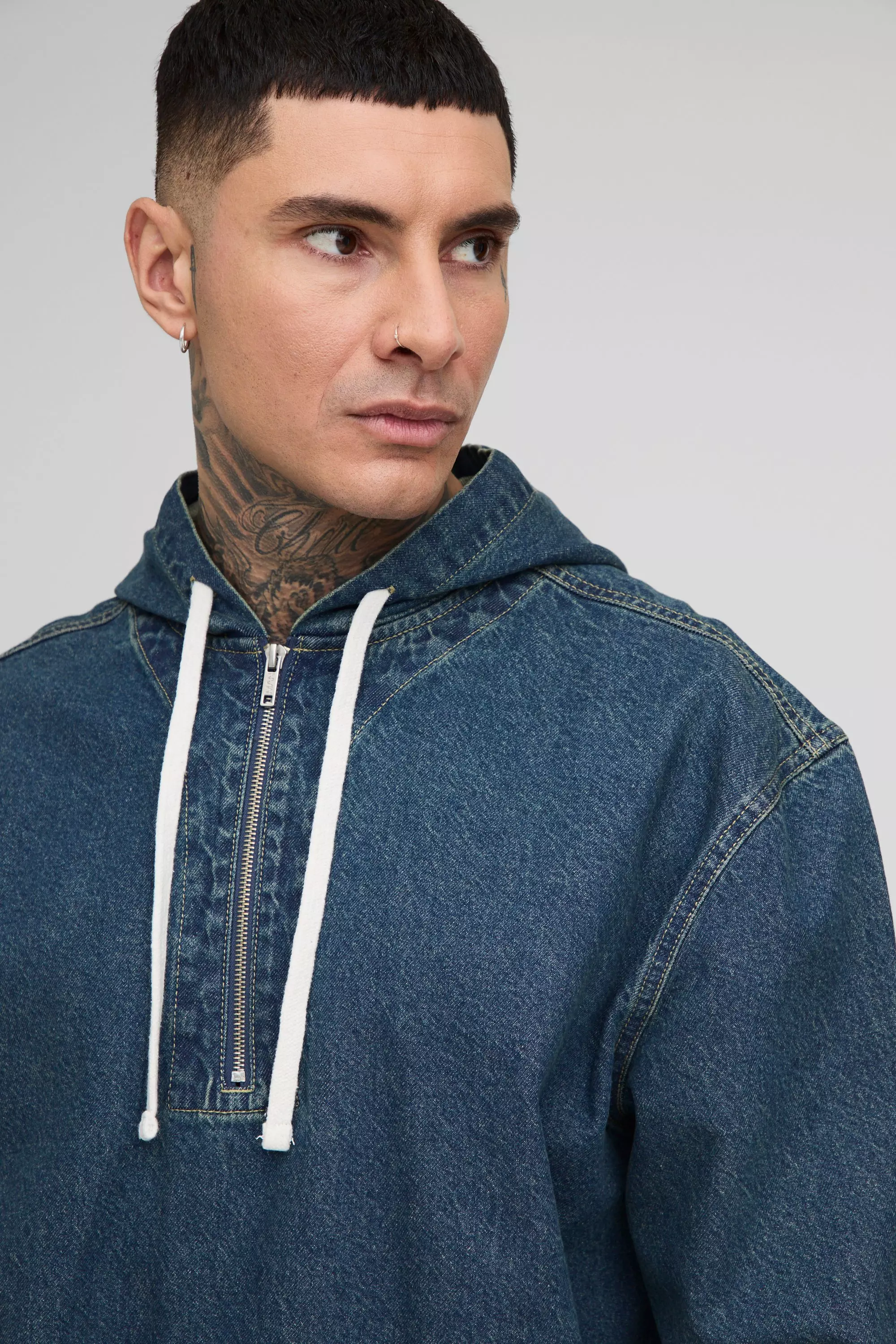 Tall - Sweat à capuche en jean, Mid wash autre image
