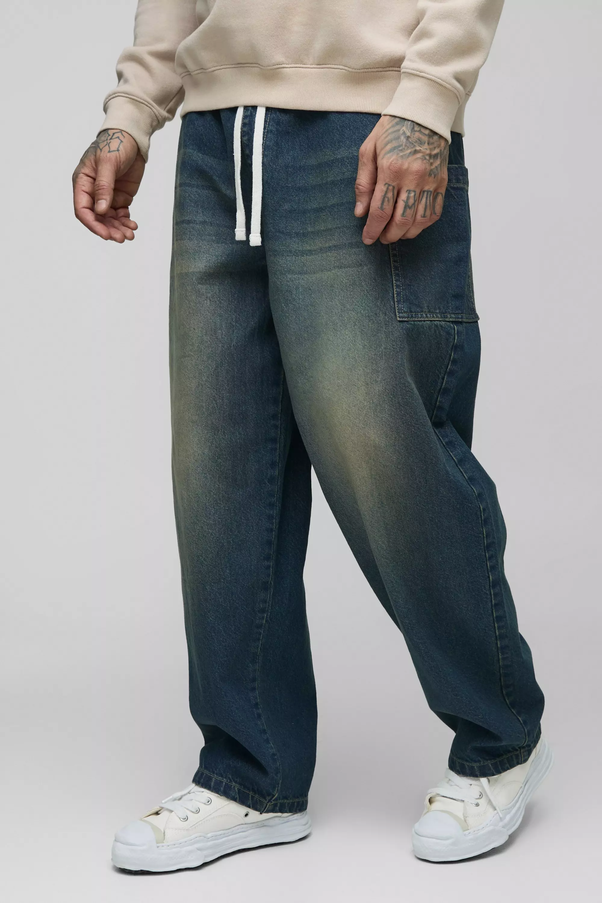 Tall Cargo Pocket Skate Jeans mid wash