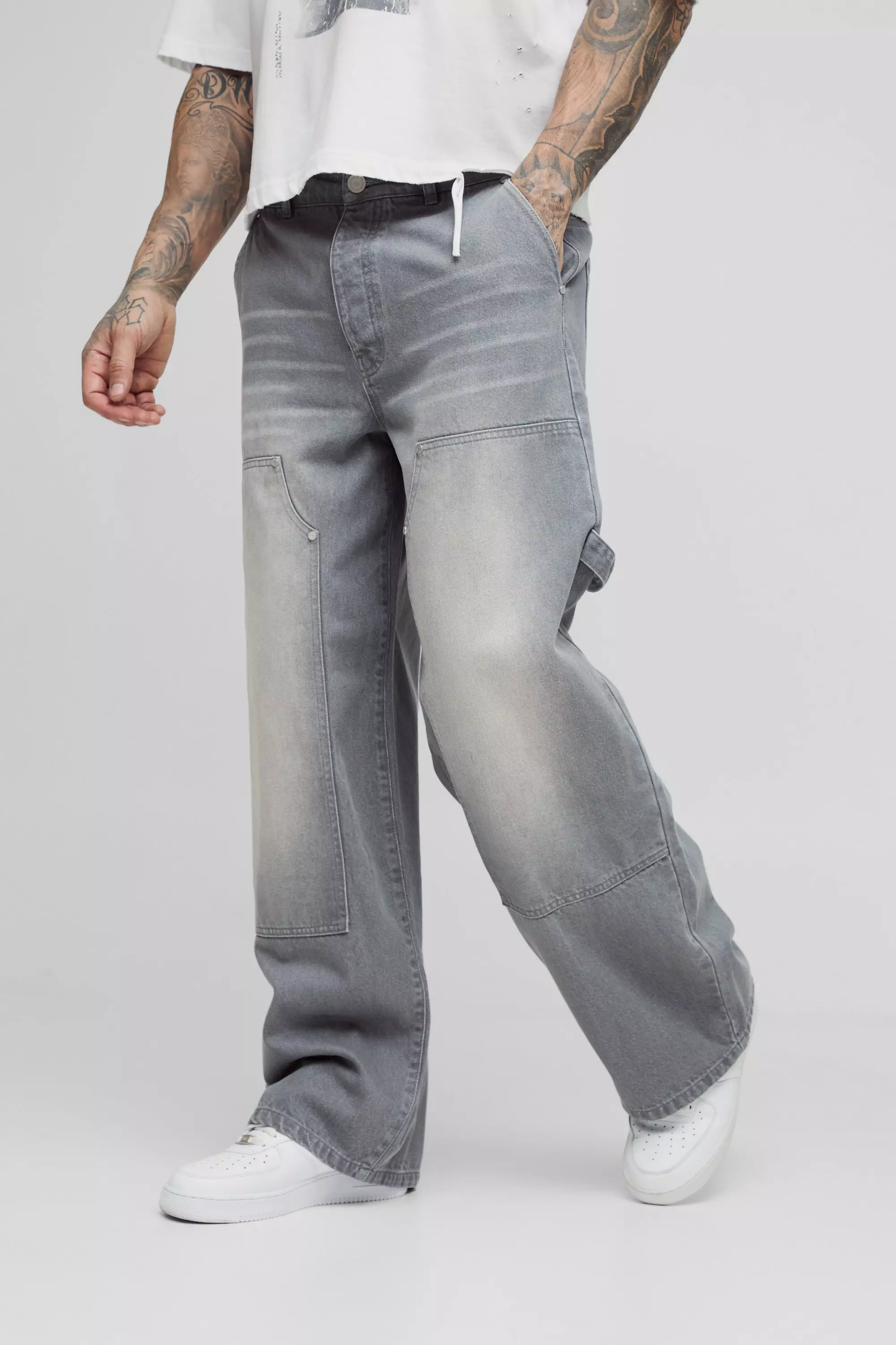 Grey Tall Carpenter Baggy Fit Jeans alternative image