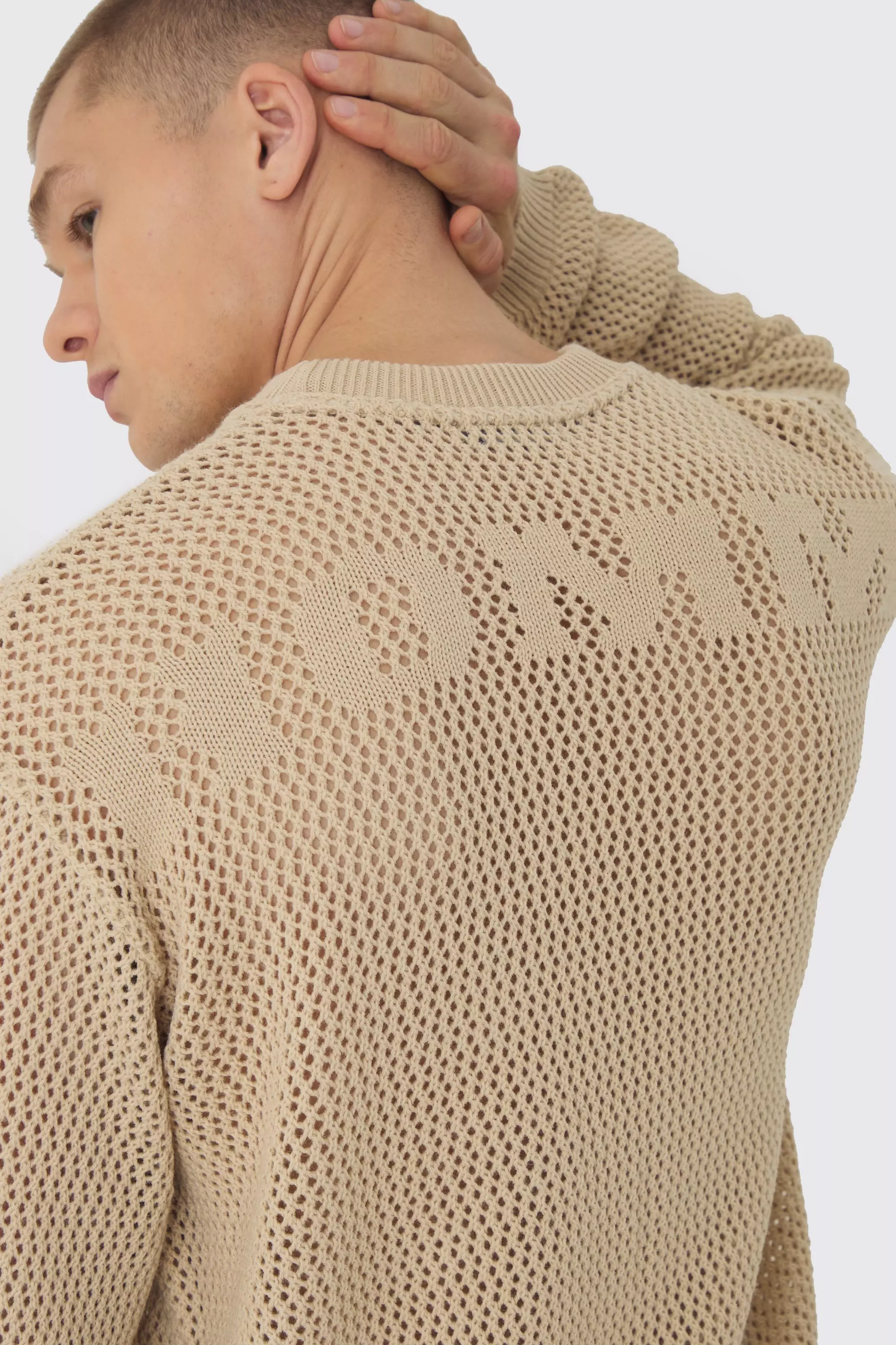 Maglione Oversize In Maglia Open Stitch Homme 13, Stone immagine alternativa