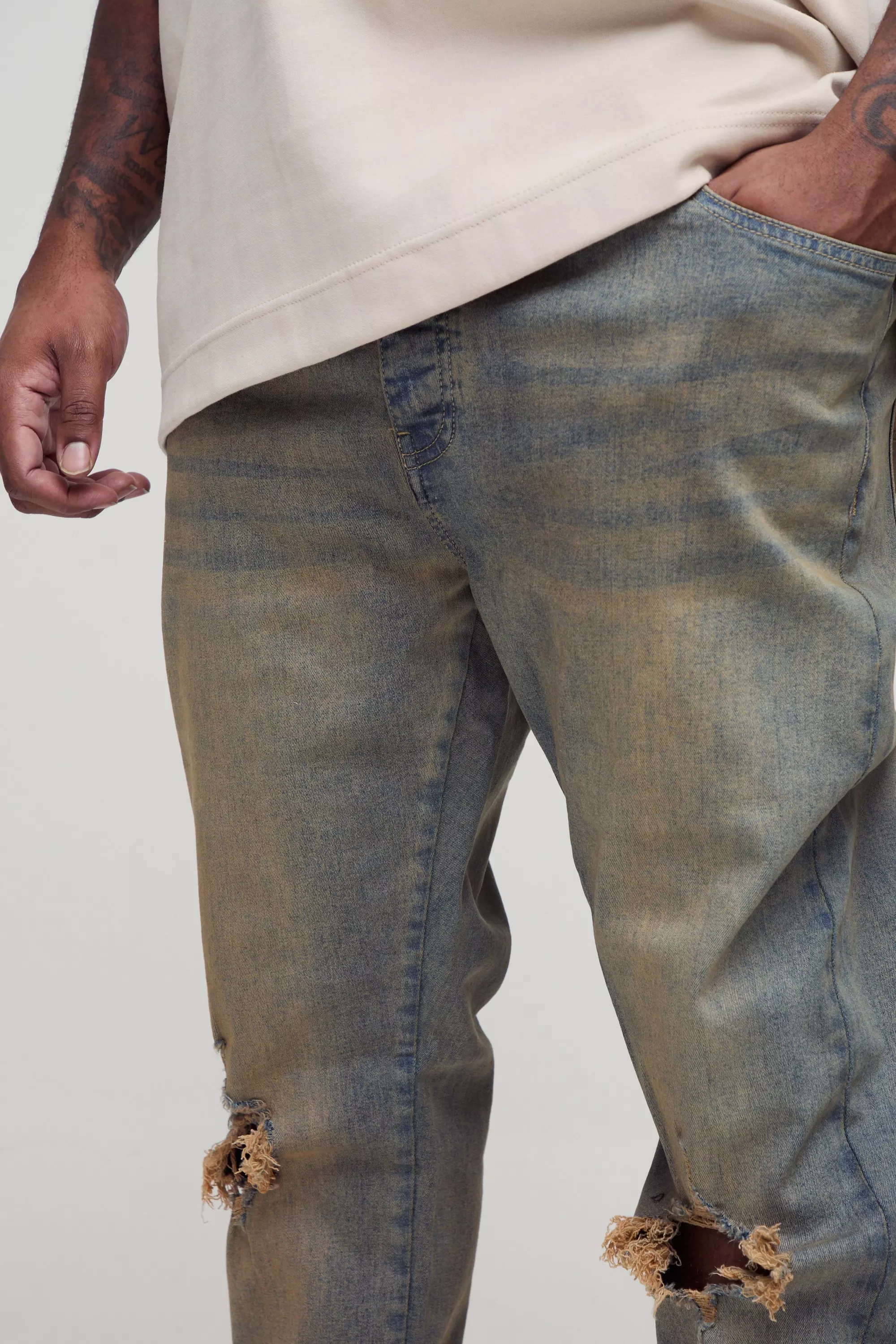 Grande taille - Jean skinny déchiré, Antique wash autre image