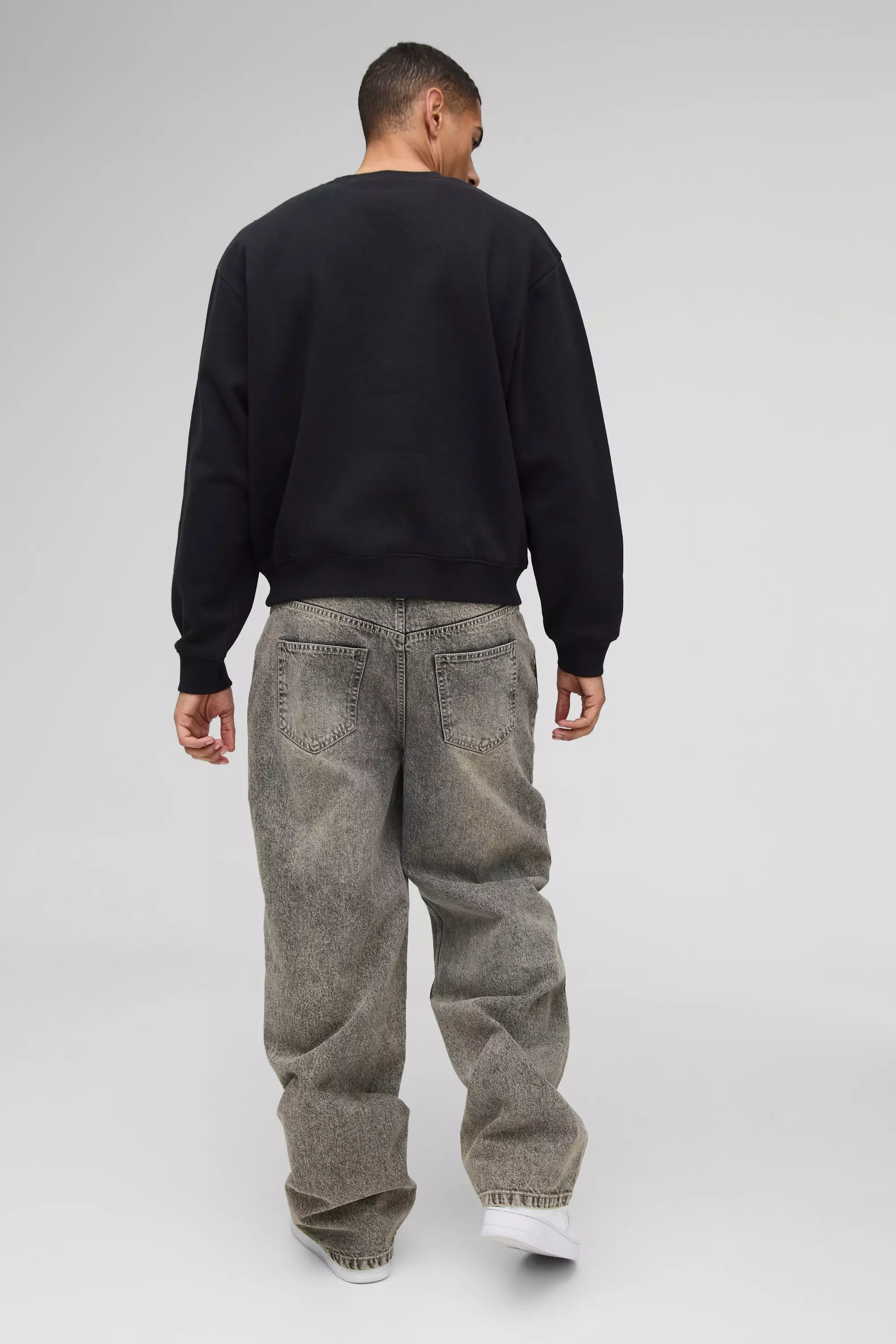 Black Oversized Boxy Moto Trui Met Onbewerkte Zoom alternatieve afbeelding