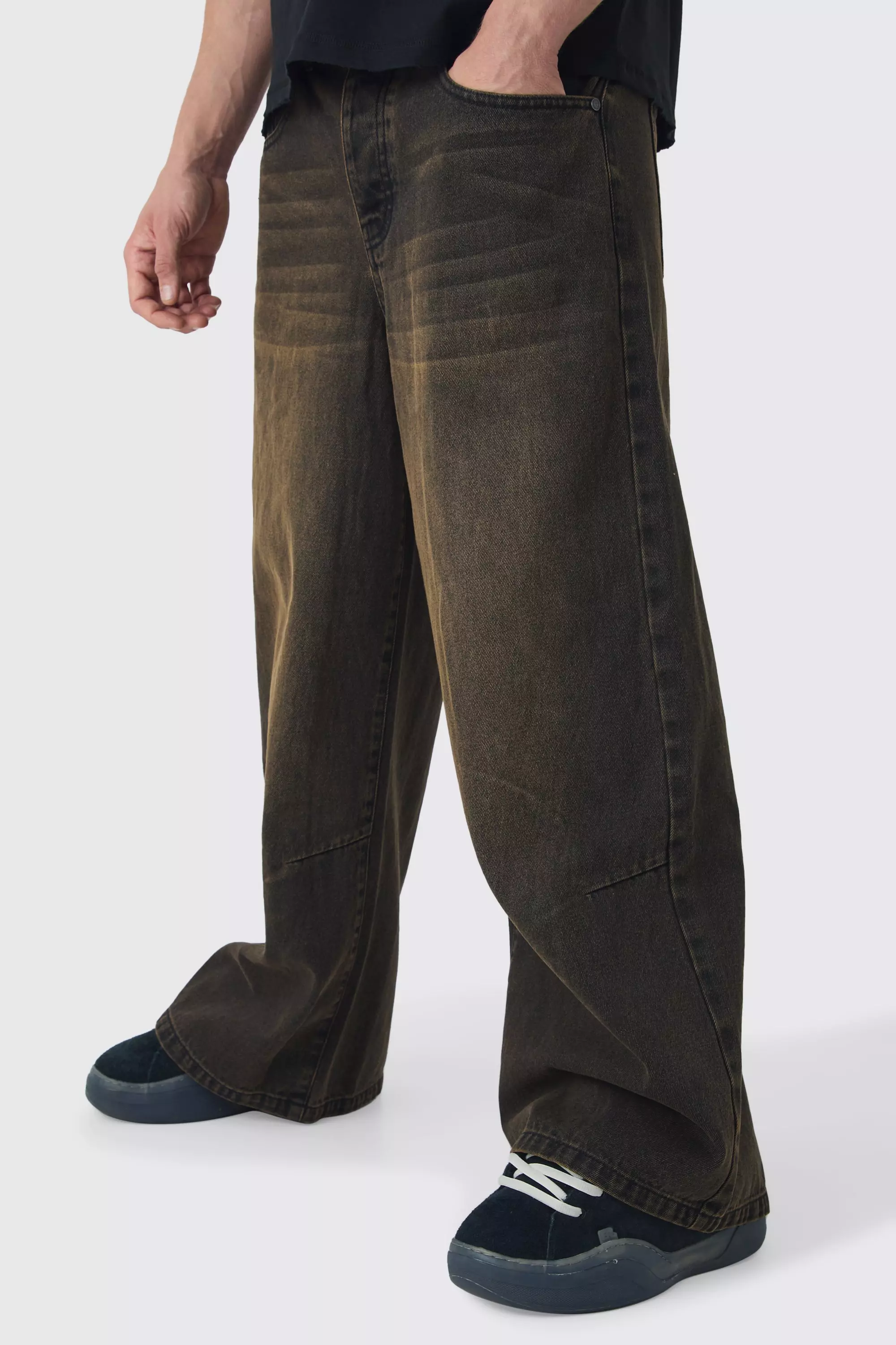 Washed black Extreem Baggy Jeans Met Verstelbare Taille alternatieve afbeelding