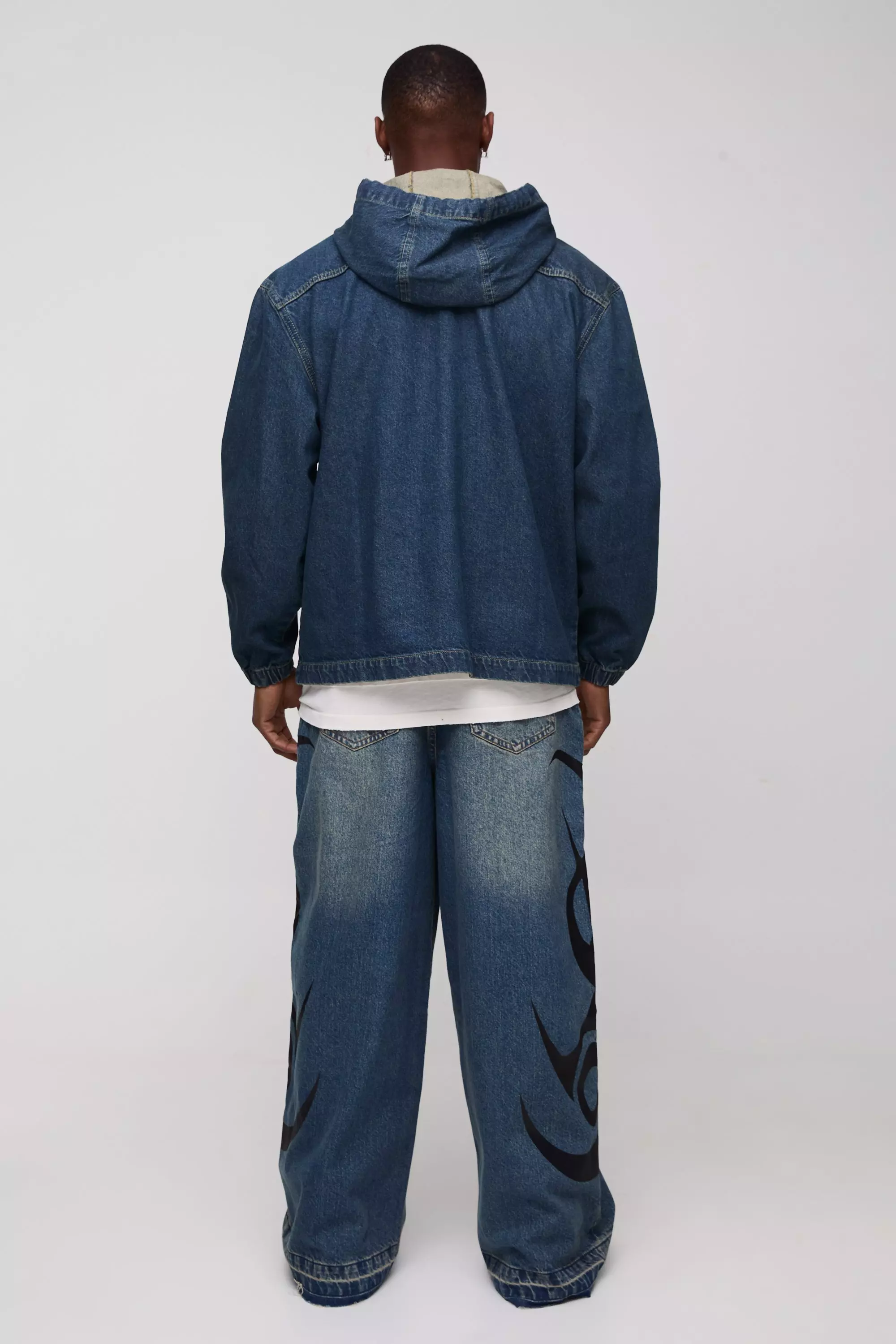 Sweat à capuche oversize en jean, Mid wash autre image