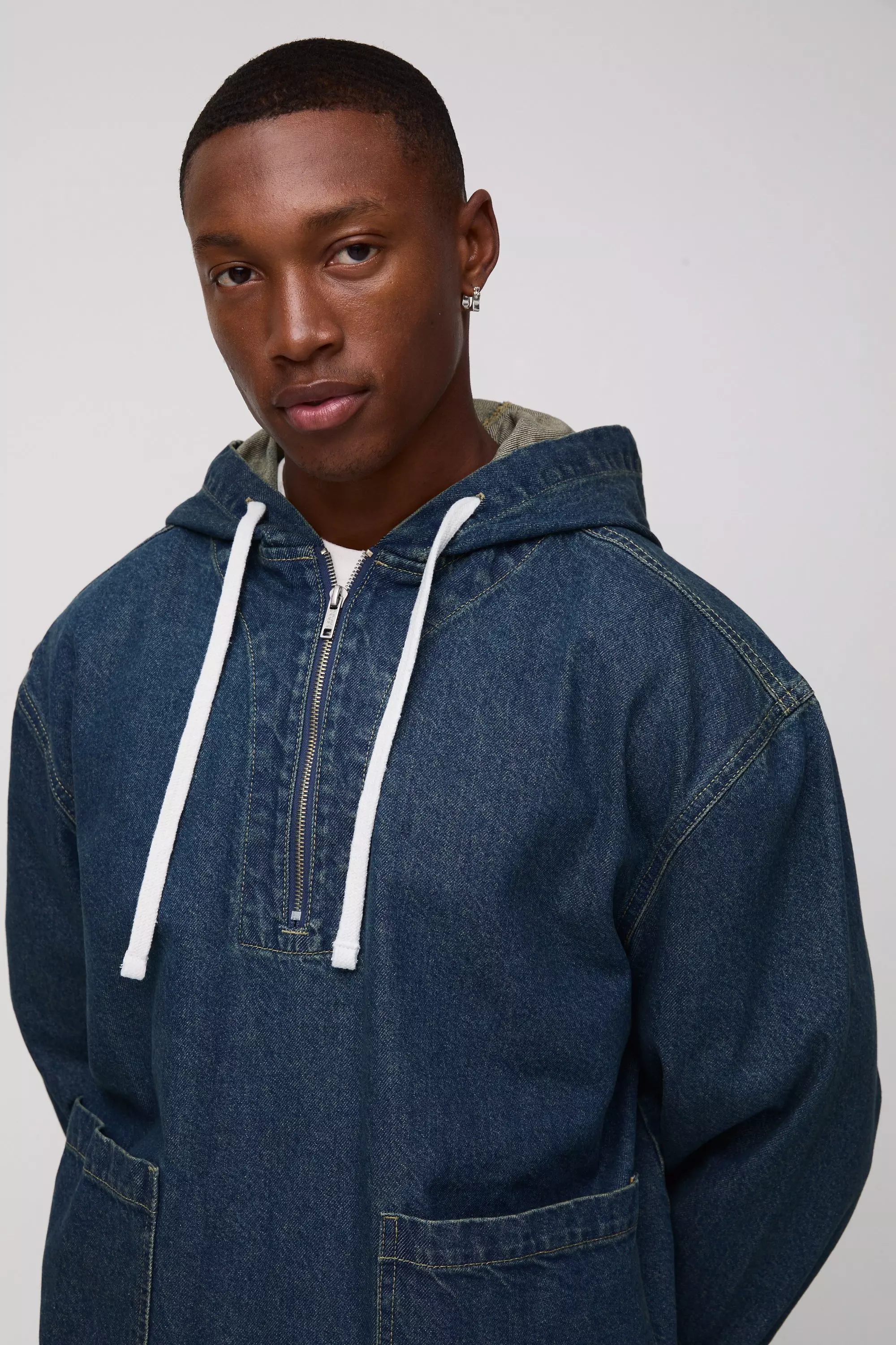 Sweat à capuche oversize en jean, Mid wash autre image