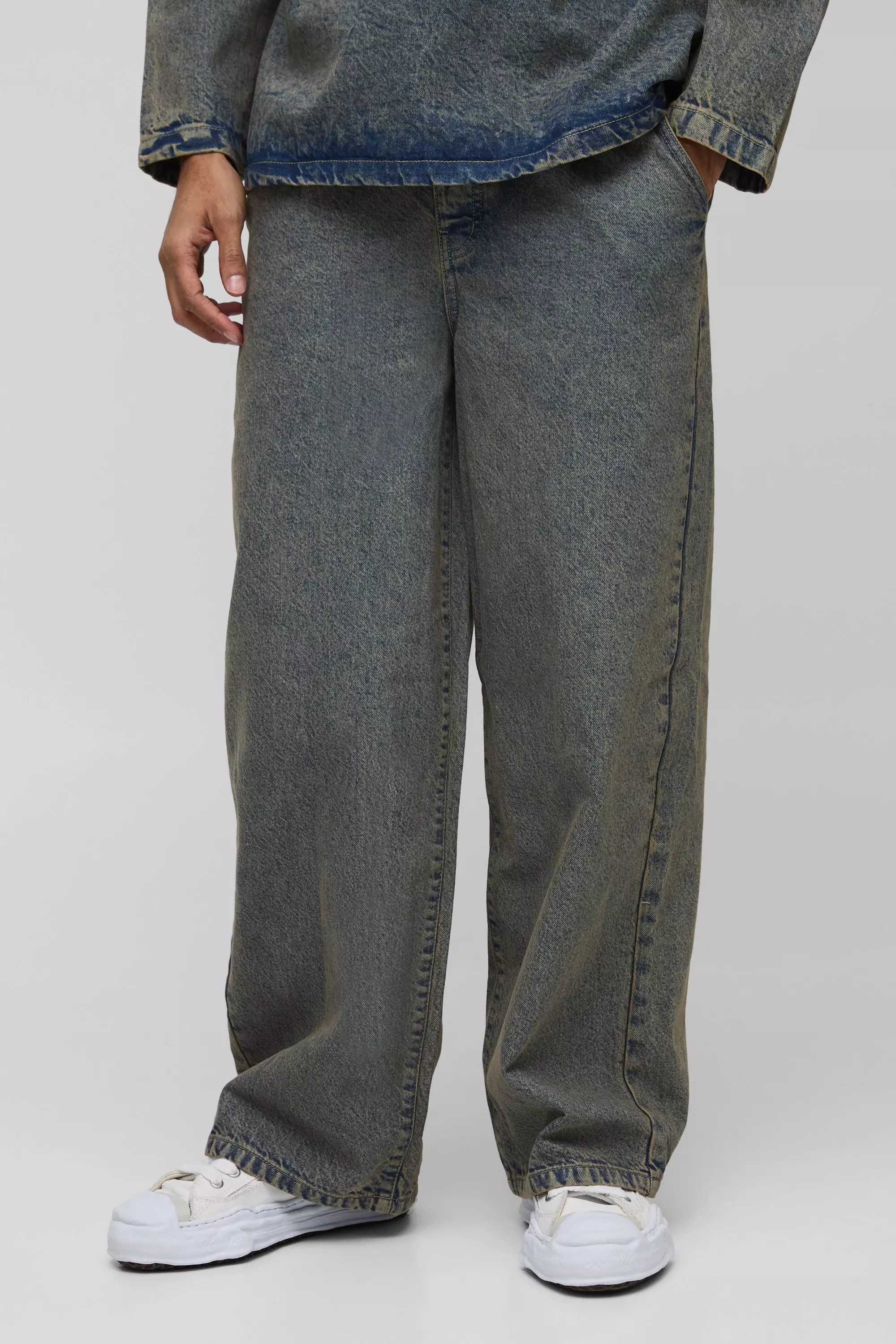 Pleated Baggy Jeans Antique wash