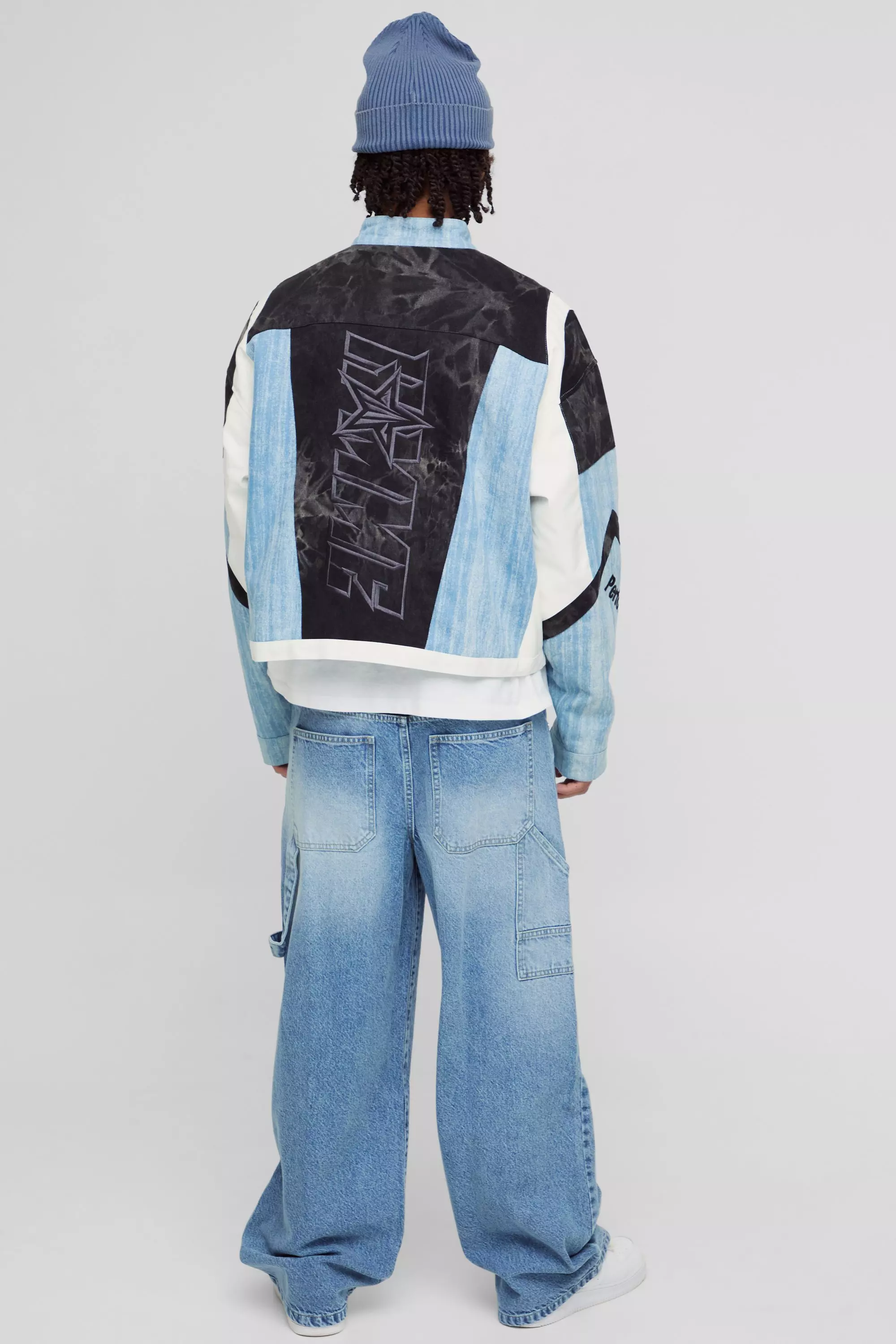 Washed blue Washed Adjustable Waist Baggy Carpenter Jeans alternative image