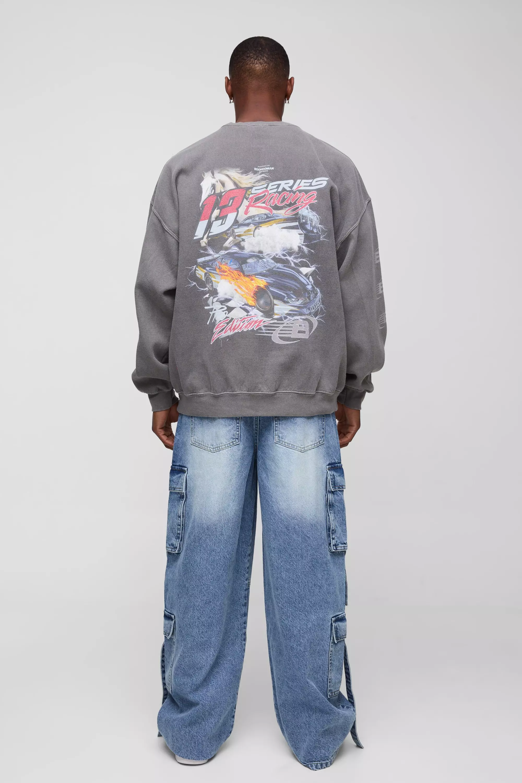 Lockere Cargo-Jeans mit Taschen, Light wash alternatives Bild