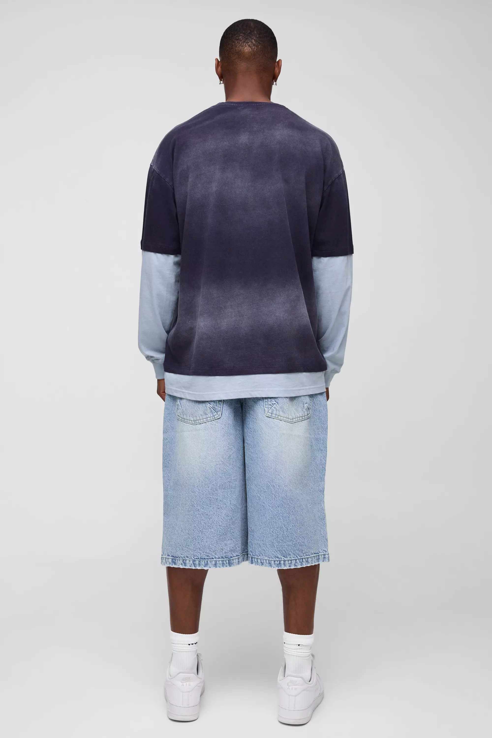 Washed Distressed Hem Jorts | boohooMAN USA